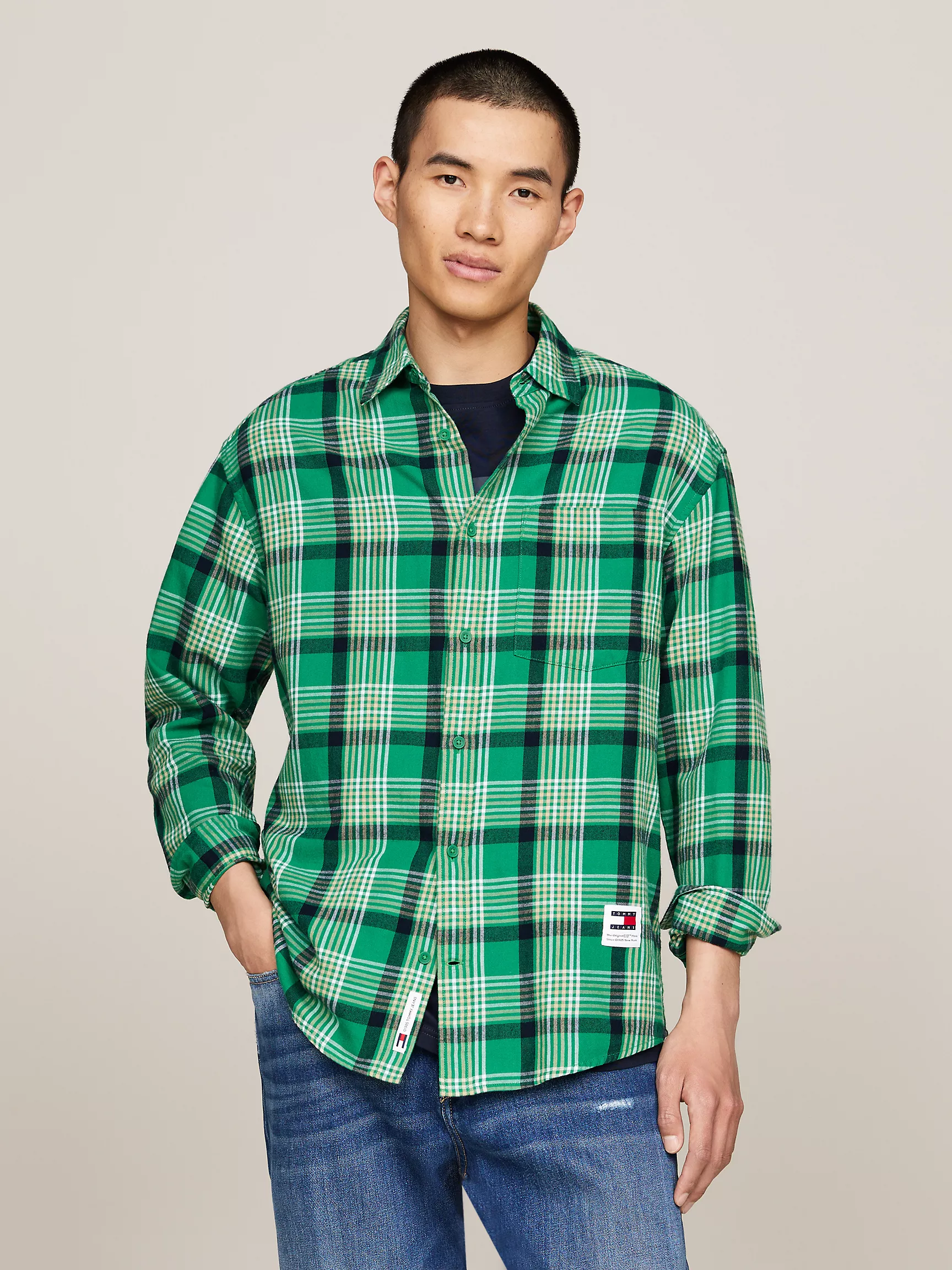 Мужская рубашка Tommy Hilfiger, Свободная клетчатая рубашка TJ с мягкой фактурой
