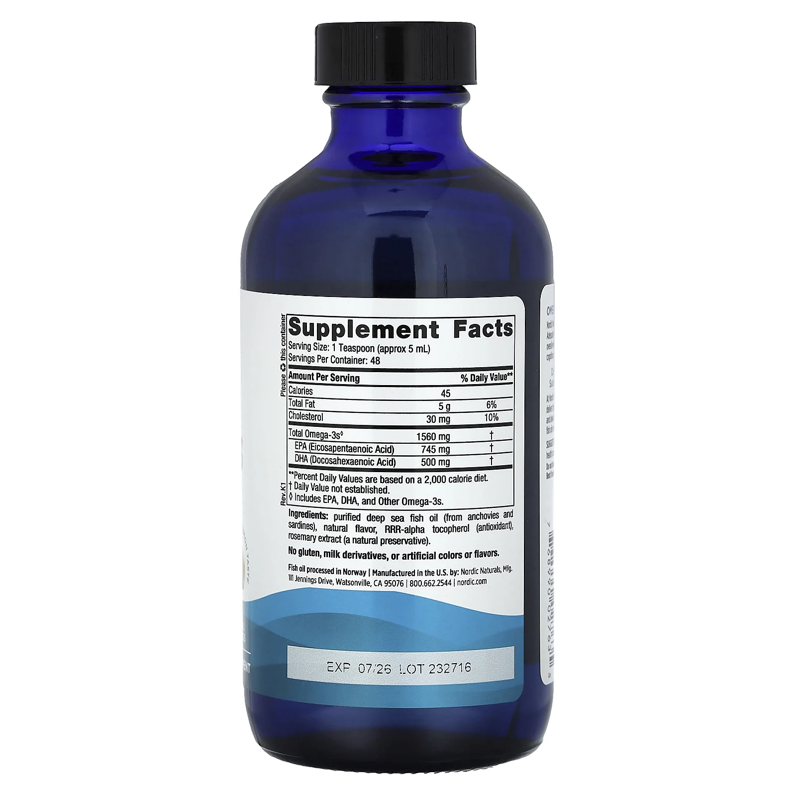 Nordic Naturals, омега-3, со вкусом лимона, 1560 мг, 237 мл (8 жидк. унций)