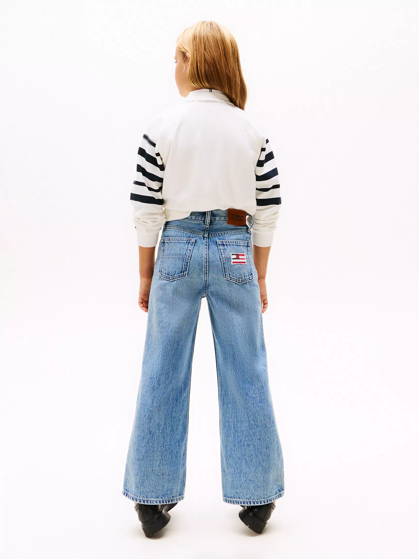 Джинсы для девочек Tommy Hilfiger, Детские джинсы с высокой посадкой и широкими штанинами