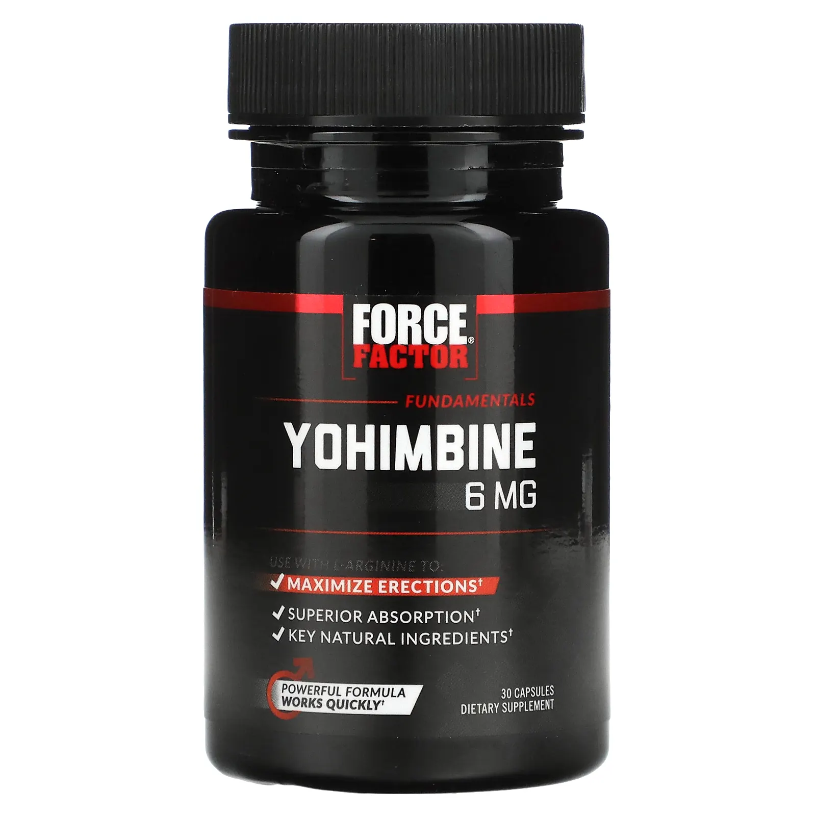 Force Factor, йохимбин, 6 мг, 30 капсул