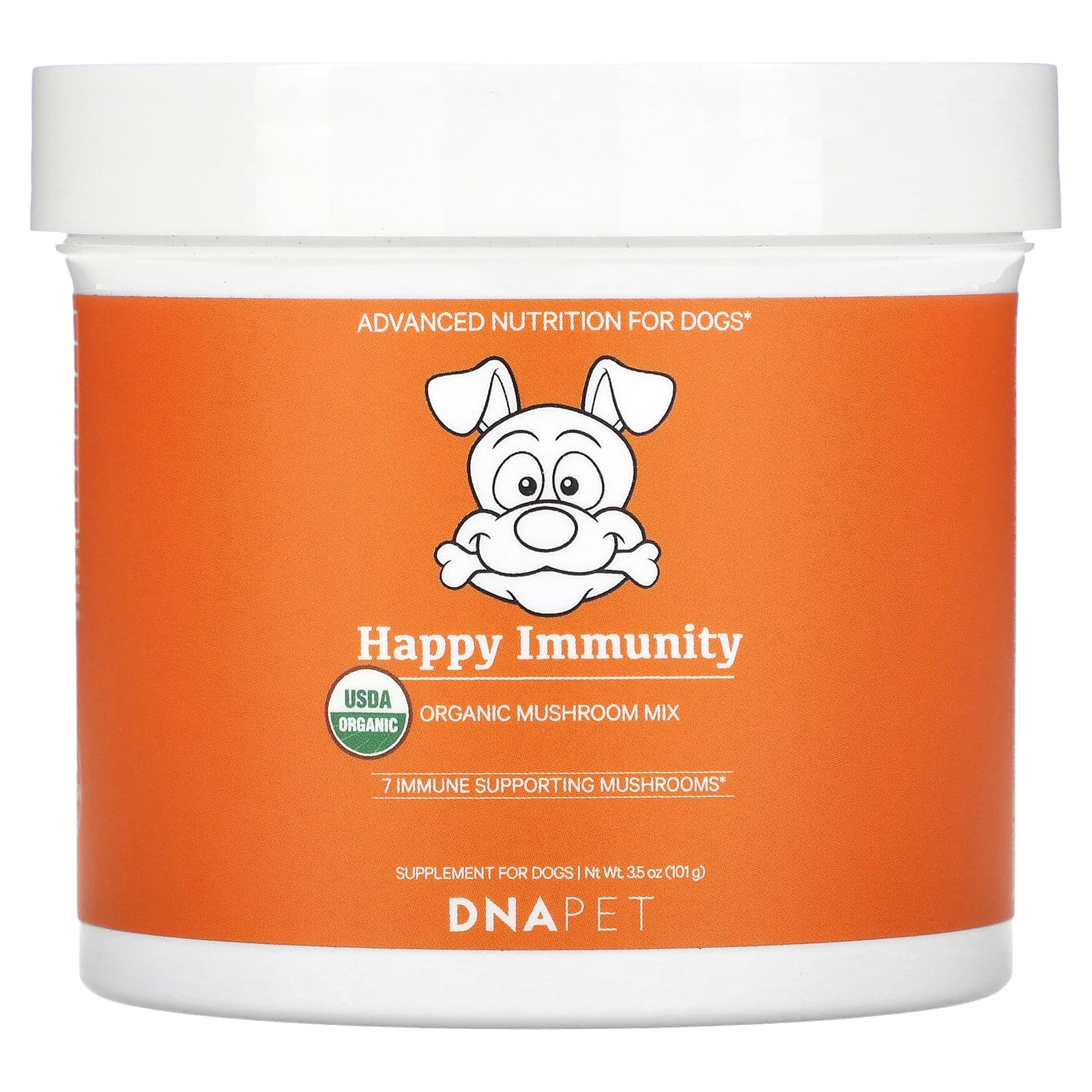 Codeage, DNA Pet, Happy Immunity, смесь грибов, сертификат USDA Organic, для собак, 101 г (3,5 унции)