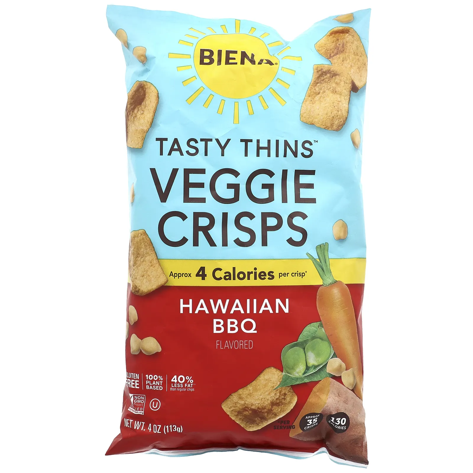 BIENA, Tasty Thins™ Veggie Crisps, Hawaiian BBQ, 4 oz (113 g)