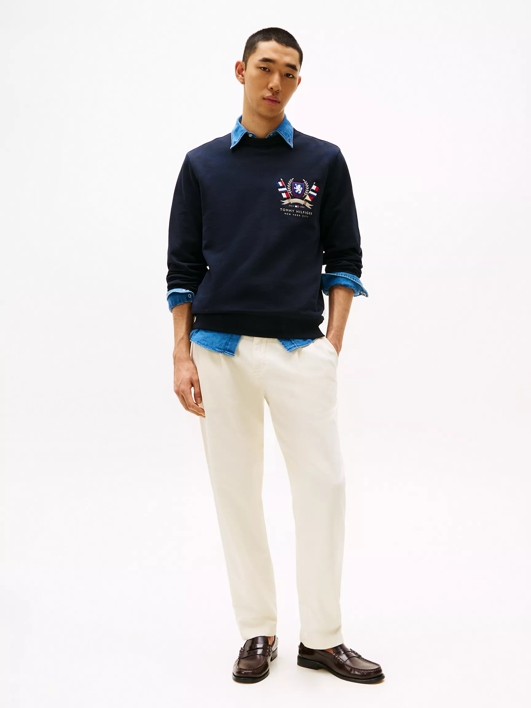 Мужская толстовка Tommy Hilfiger, Свитшот с вышитым гербом Hilfiger