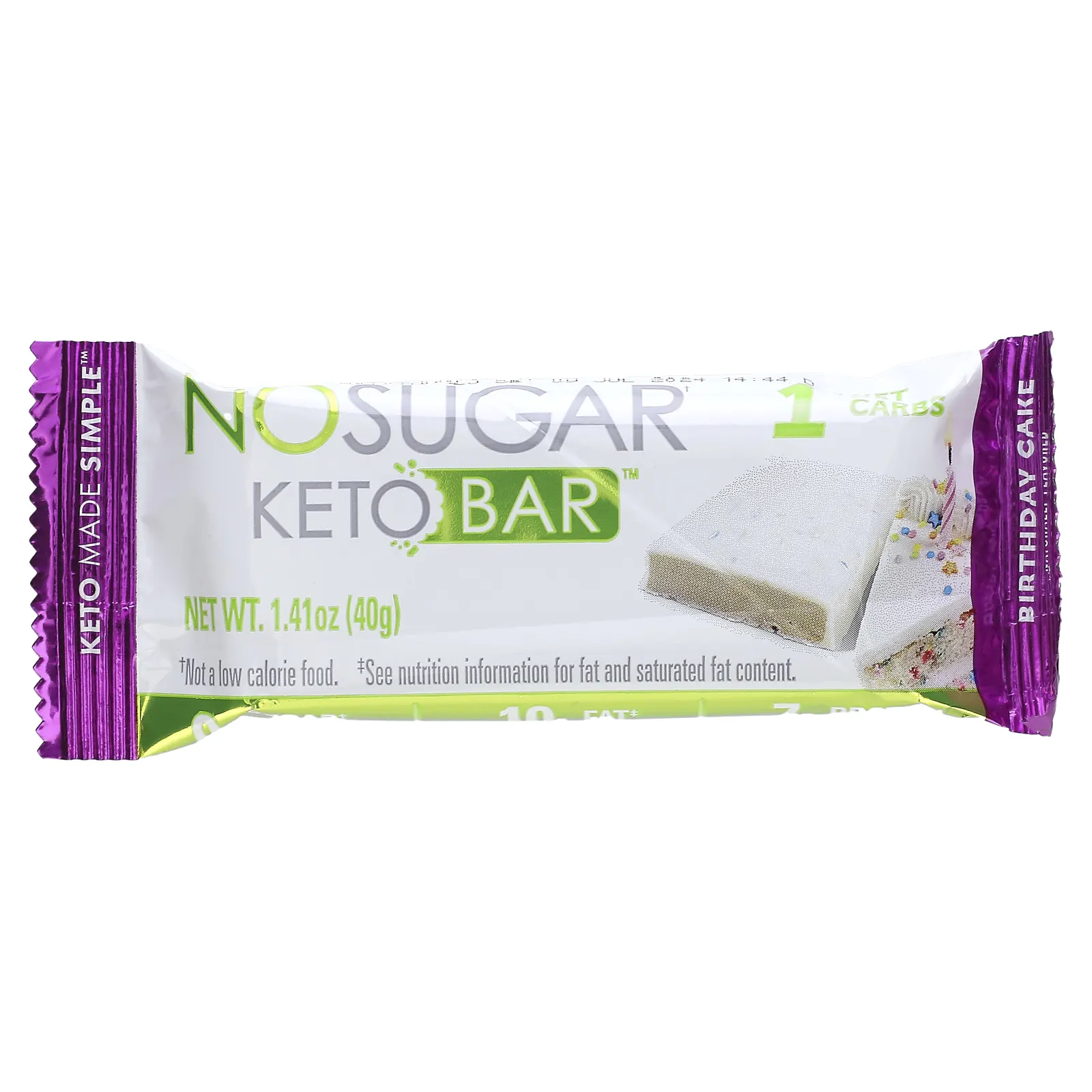 No Sugar Company, Keto Bar, праздничный торт, 12 батончиков по 40 г (1,41 унции)