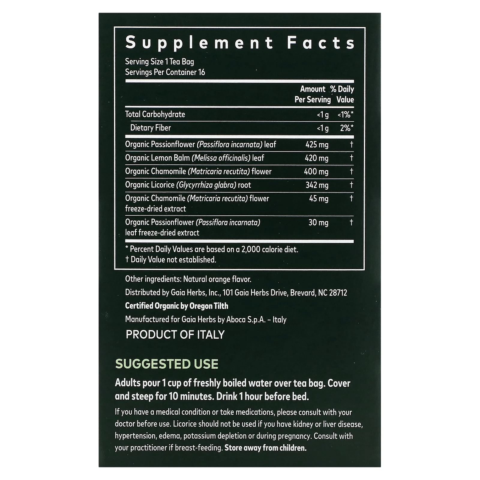Gaia Herbs, травяной чай, для сна и расслабления, без кофеина, 16 чайных пакетиков, 27,2 г (0,96 унции)