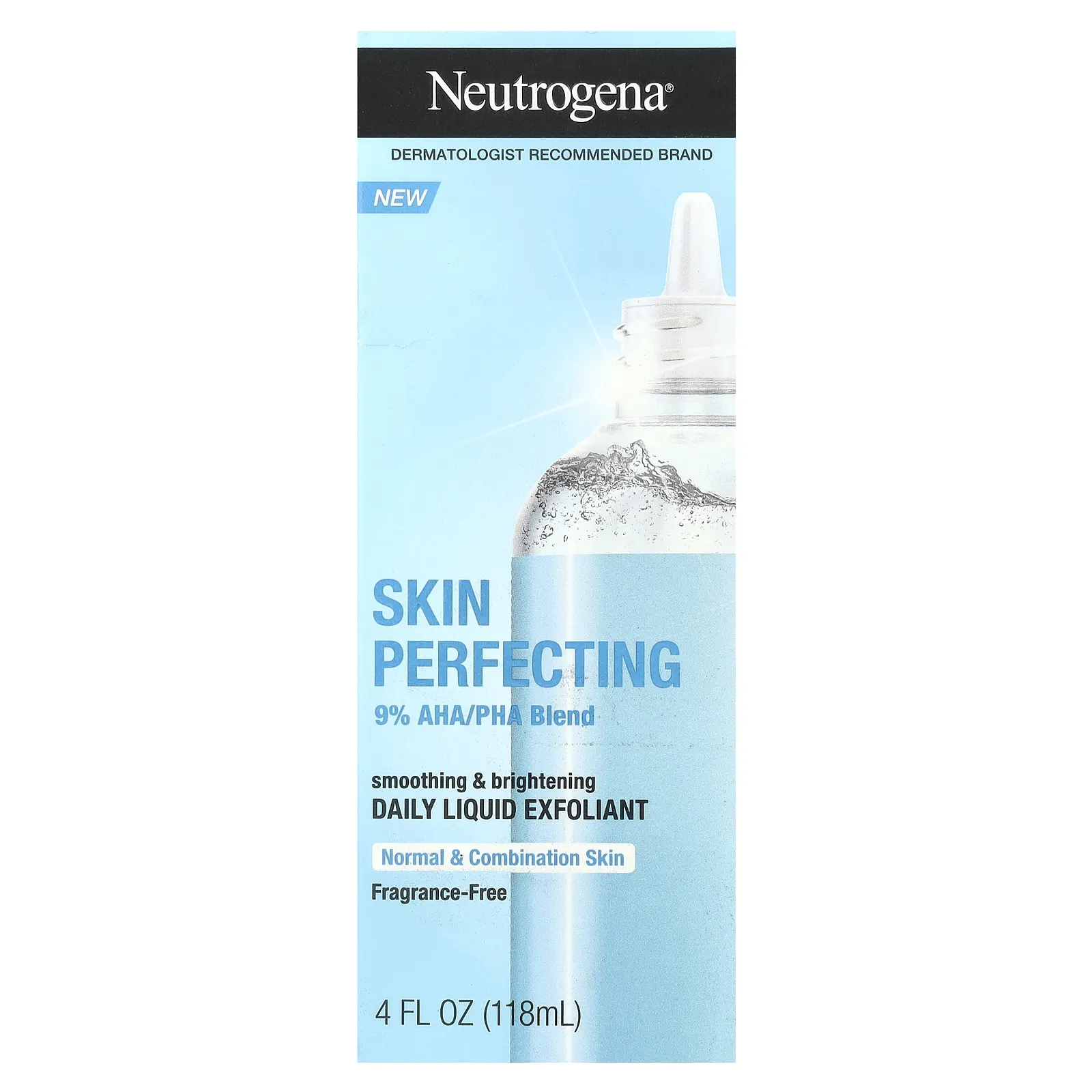 Neutrogena, Skin Perfecting, ежедневный жидкий эксфолиант, для нормальной и комбинированной кожи, без отдушек, 118 мл (4 жидк. Унции)