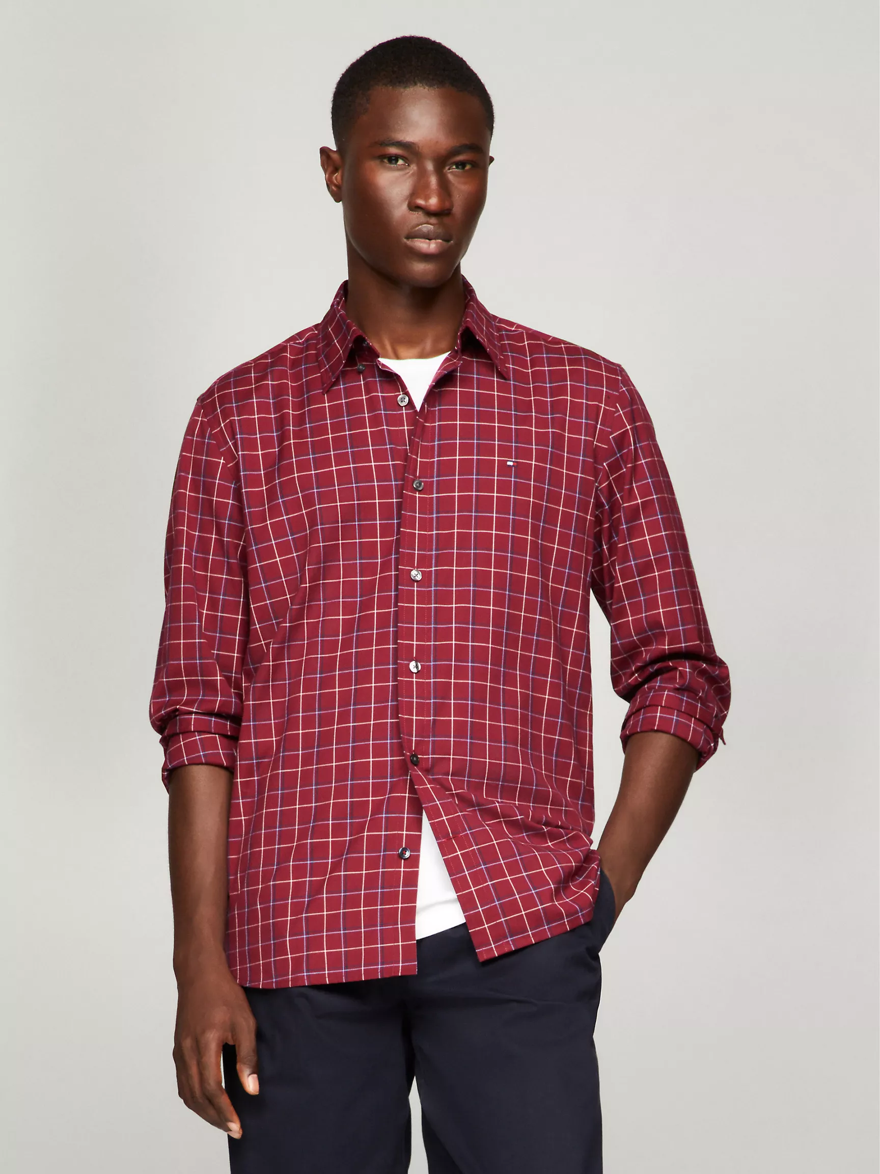 Мужская рубашка Tommy Hilfiger, Рубашка из поплина в клетку стандартного кроя