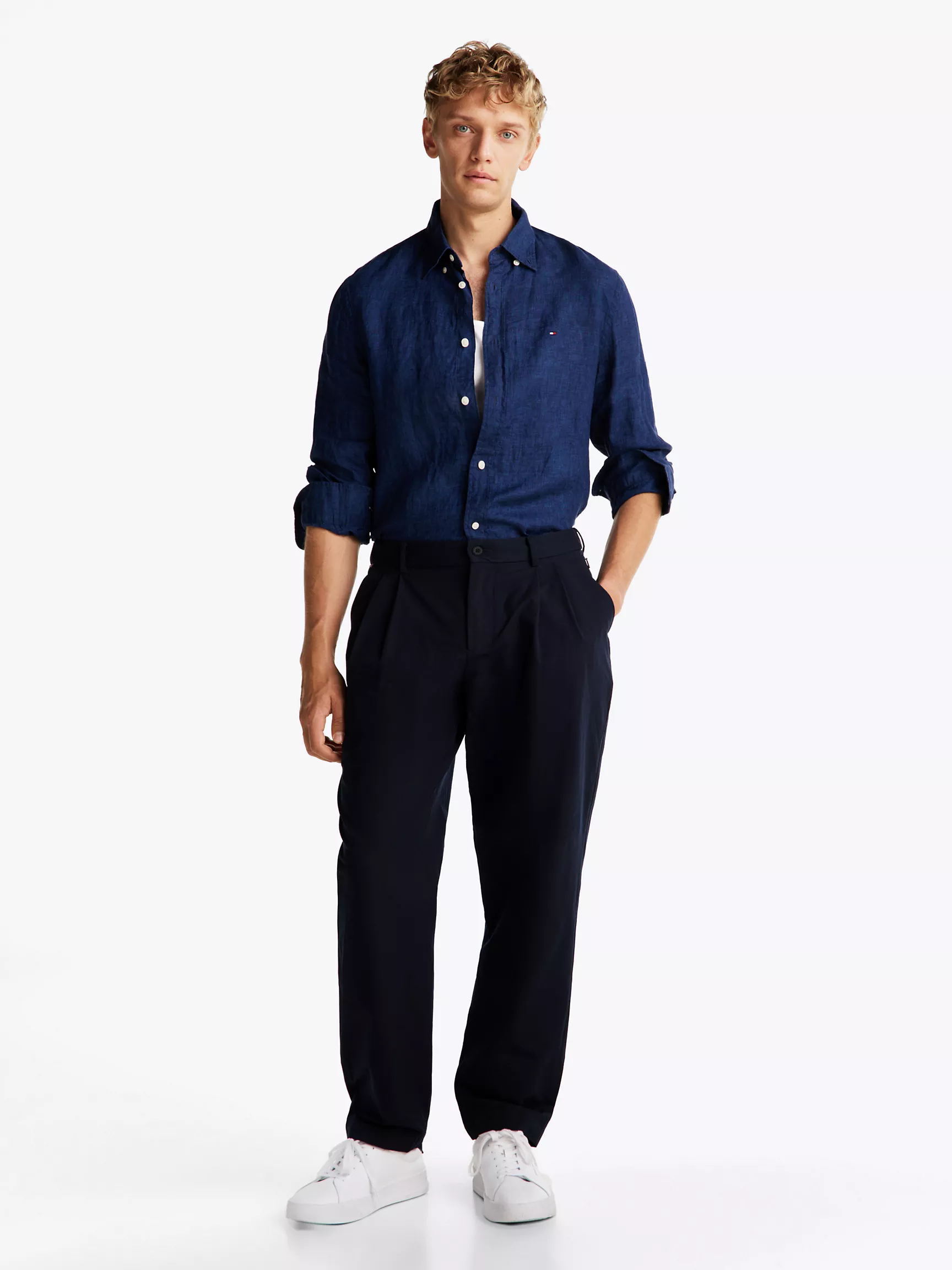 Мужская рубашка Tommy Hilfiger, Стандартная рубашка из окрашенного льна