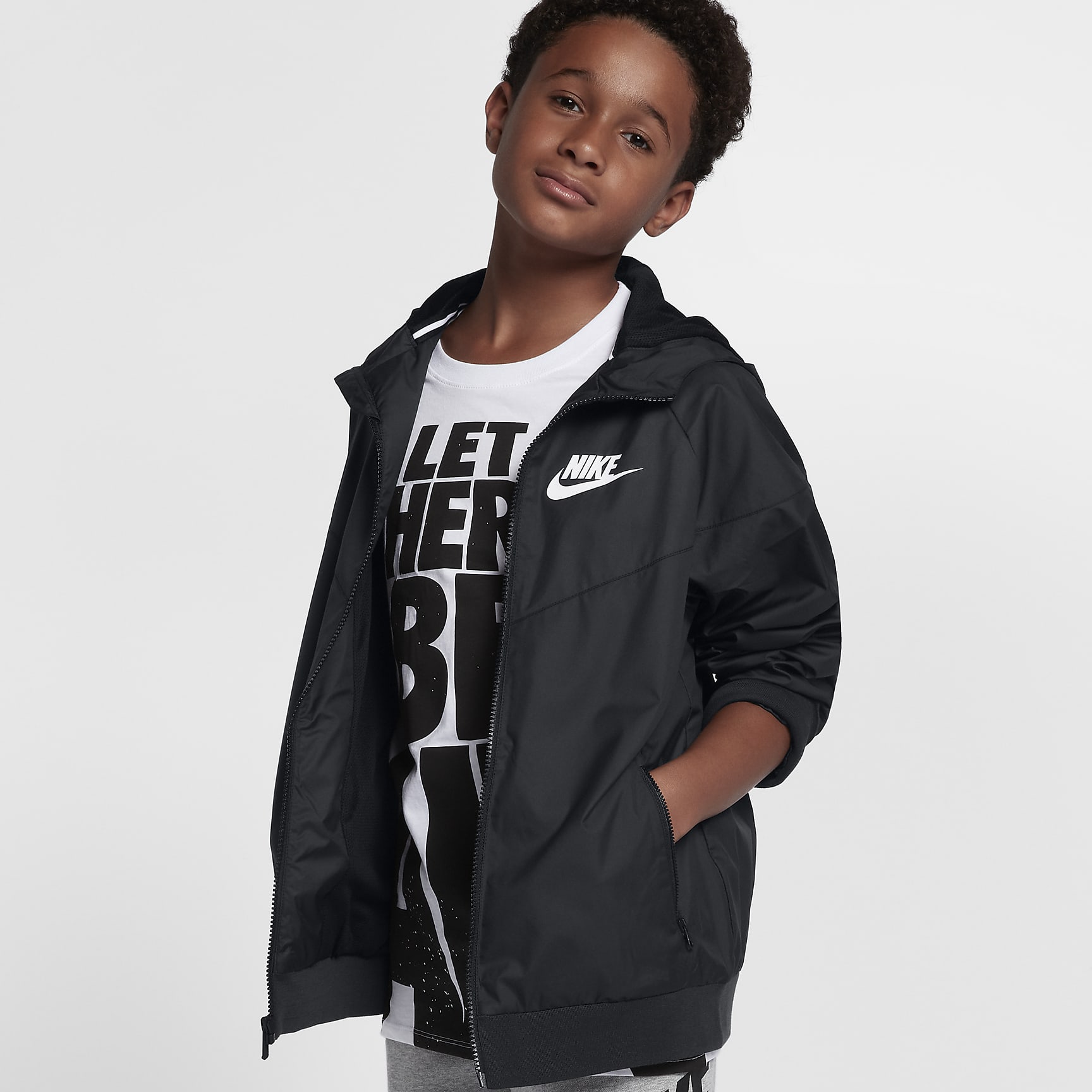 Nike Sportswear Windrunner Big Kids' (Boys') Loose Hip-Length Hooded Jacket