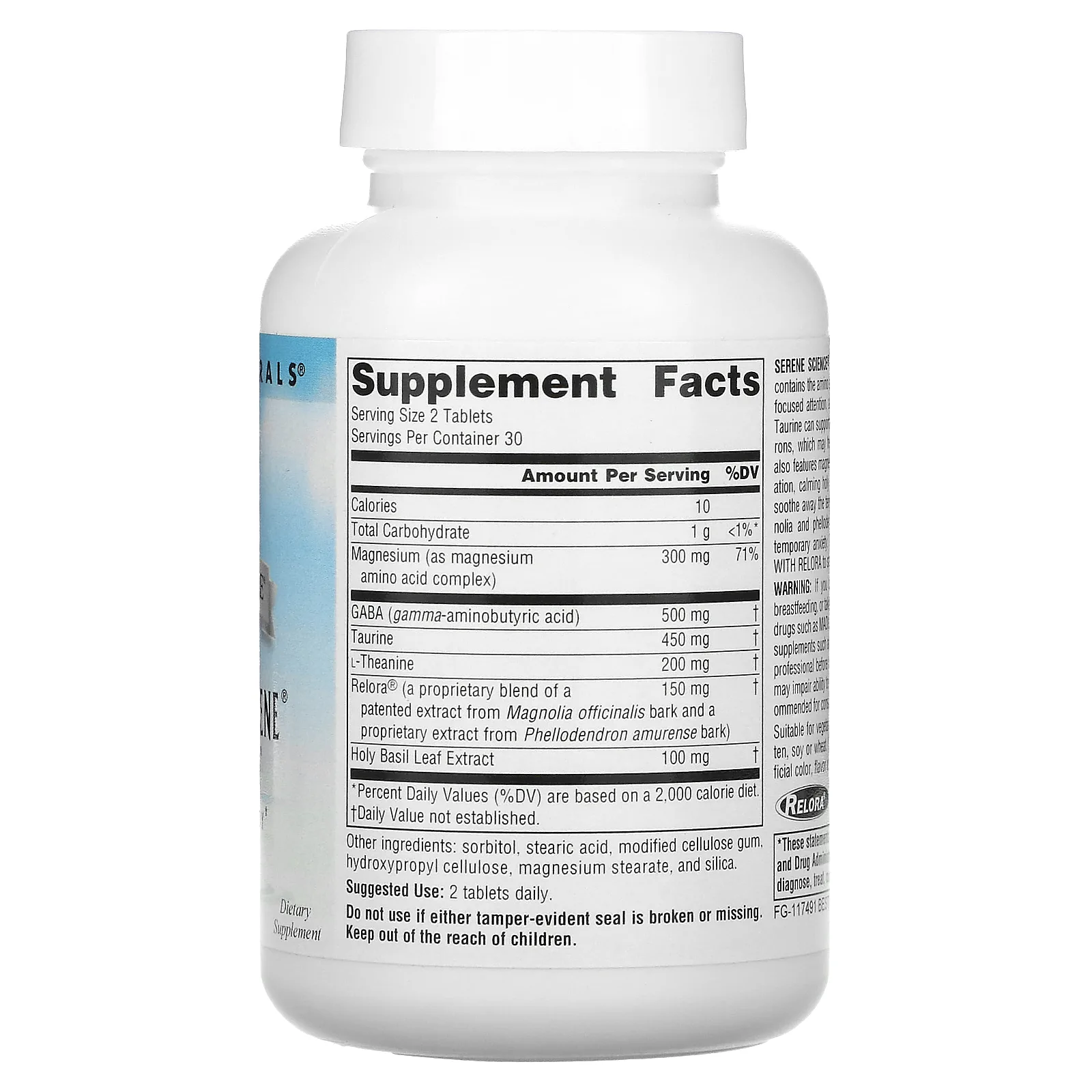 Source Naturals, Serene Science, Theanine Seren, теанин с комплексом Relora, 60 таблеток