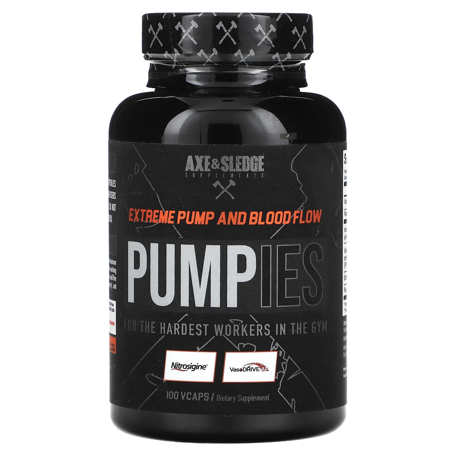 Axe & Sledge Supplements, Pumpies, эффективная накачка и кровообращение, 100 капсул Vcaps