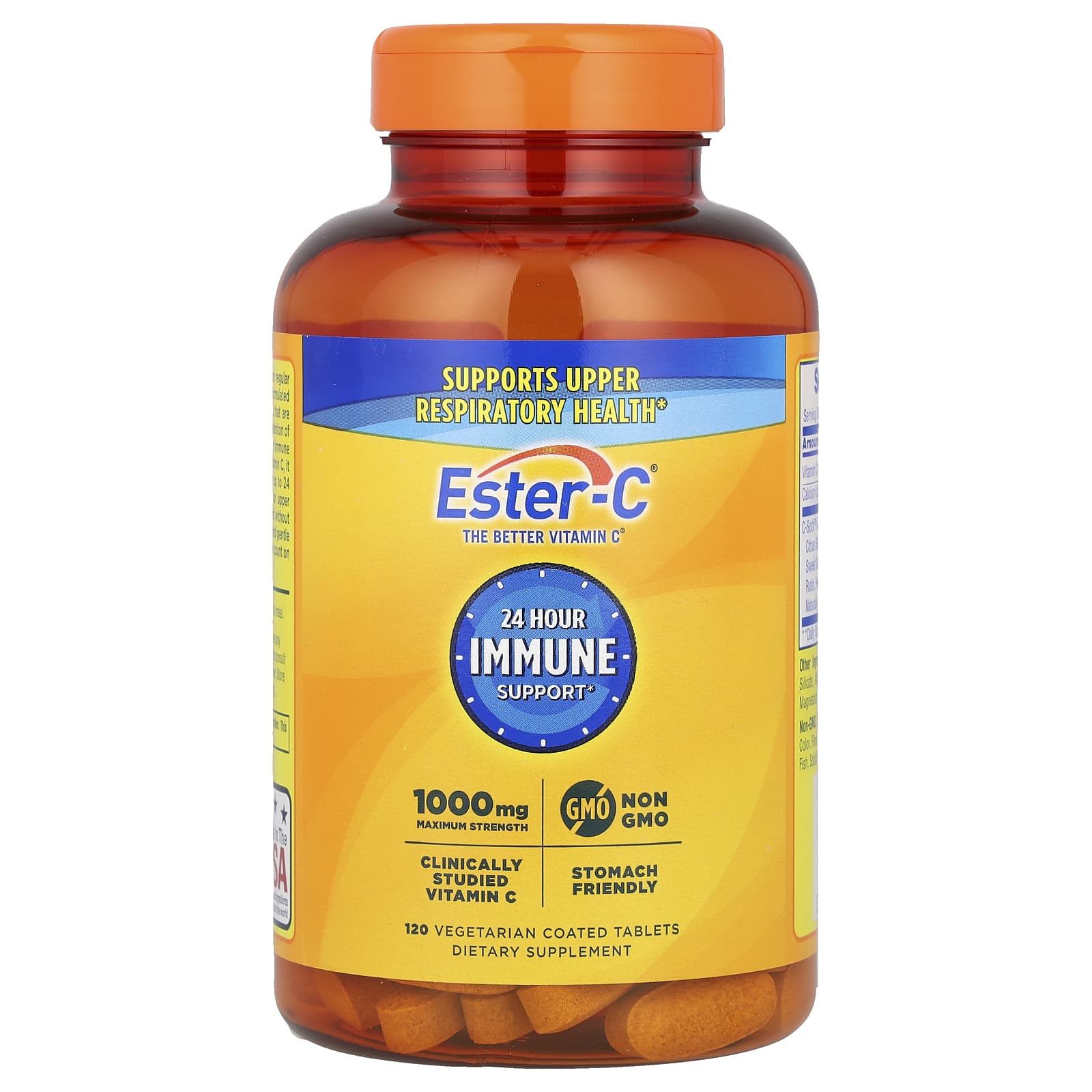 Nature's Bounty, Ester-C, максимальная сила, 1000 мг, 120 вегетарианских таблеток, покрытых оболочкой