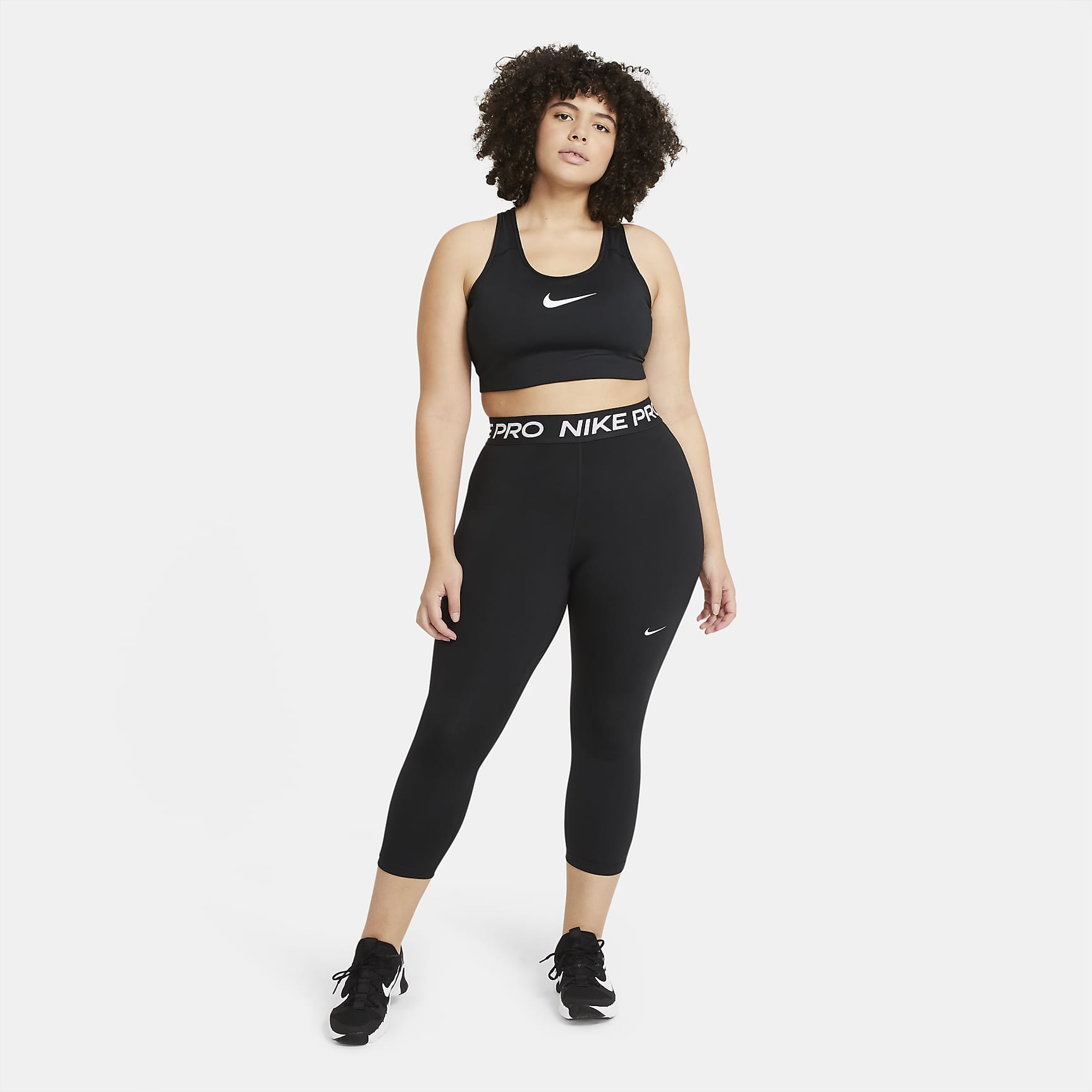 Nike Pro Women's Mid-Rise Crop Mesh-Panel Leggings (Plus Size)