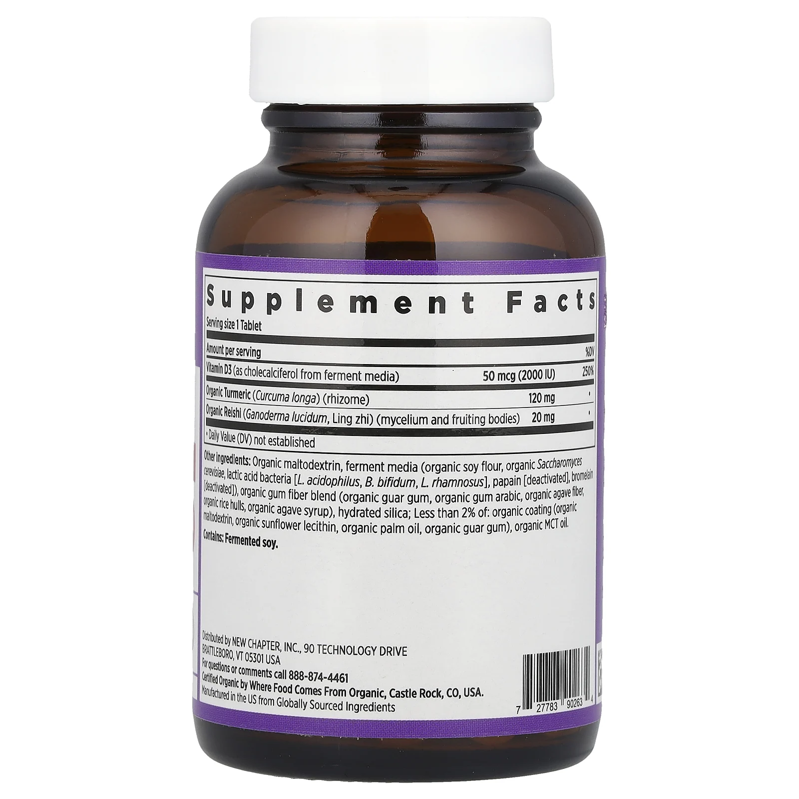 New Chapter, Ферментированный витамин D3, 2000 МЕ, 60 вегетарианских таблеток