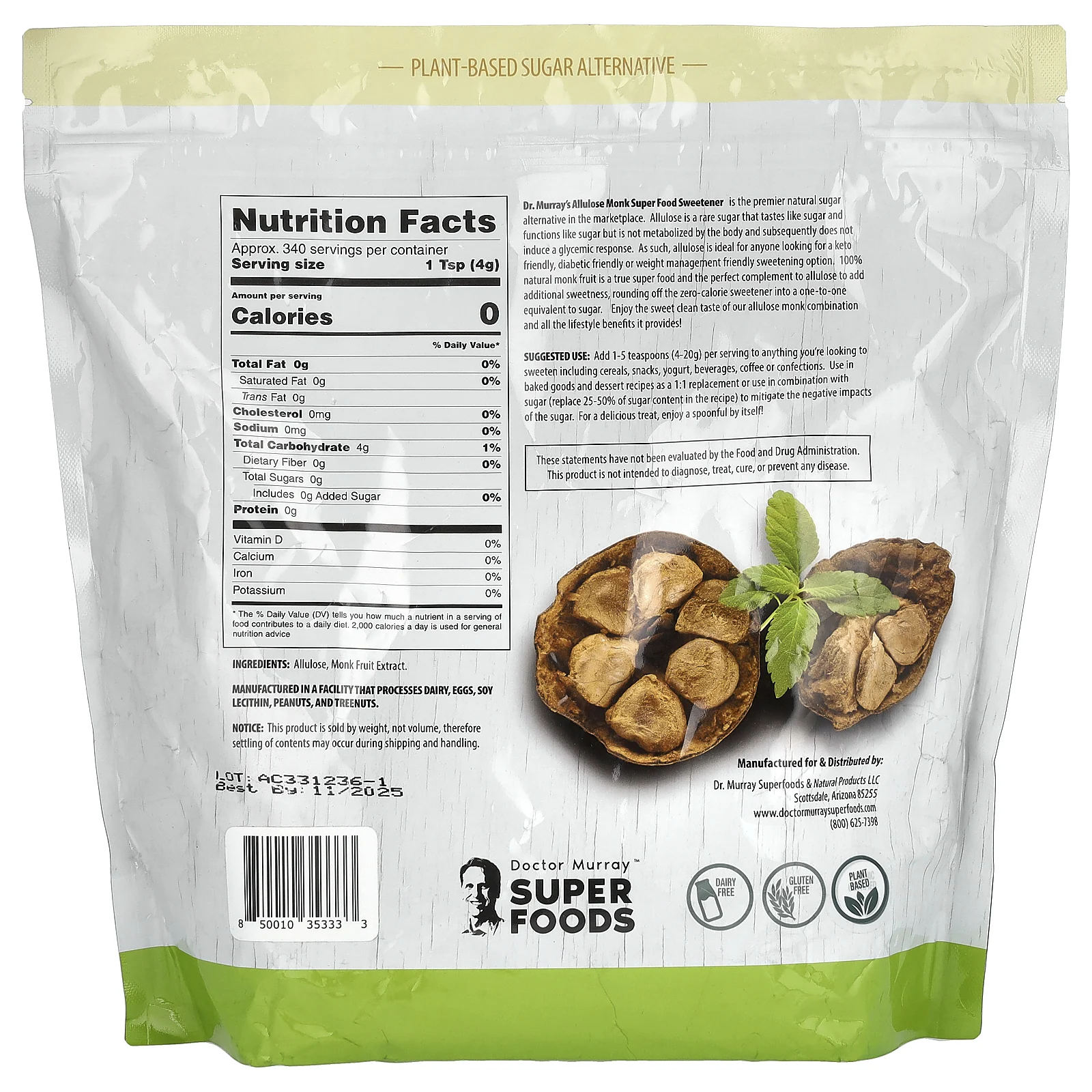 Dr. Murray's, Allulose Monk, заменитель сахара, 1,36 кг (48 унций)