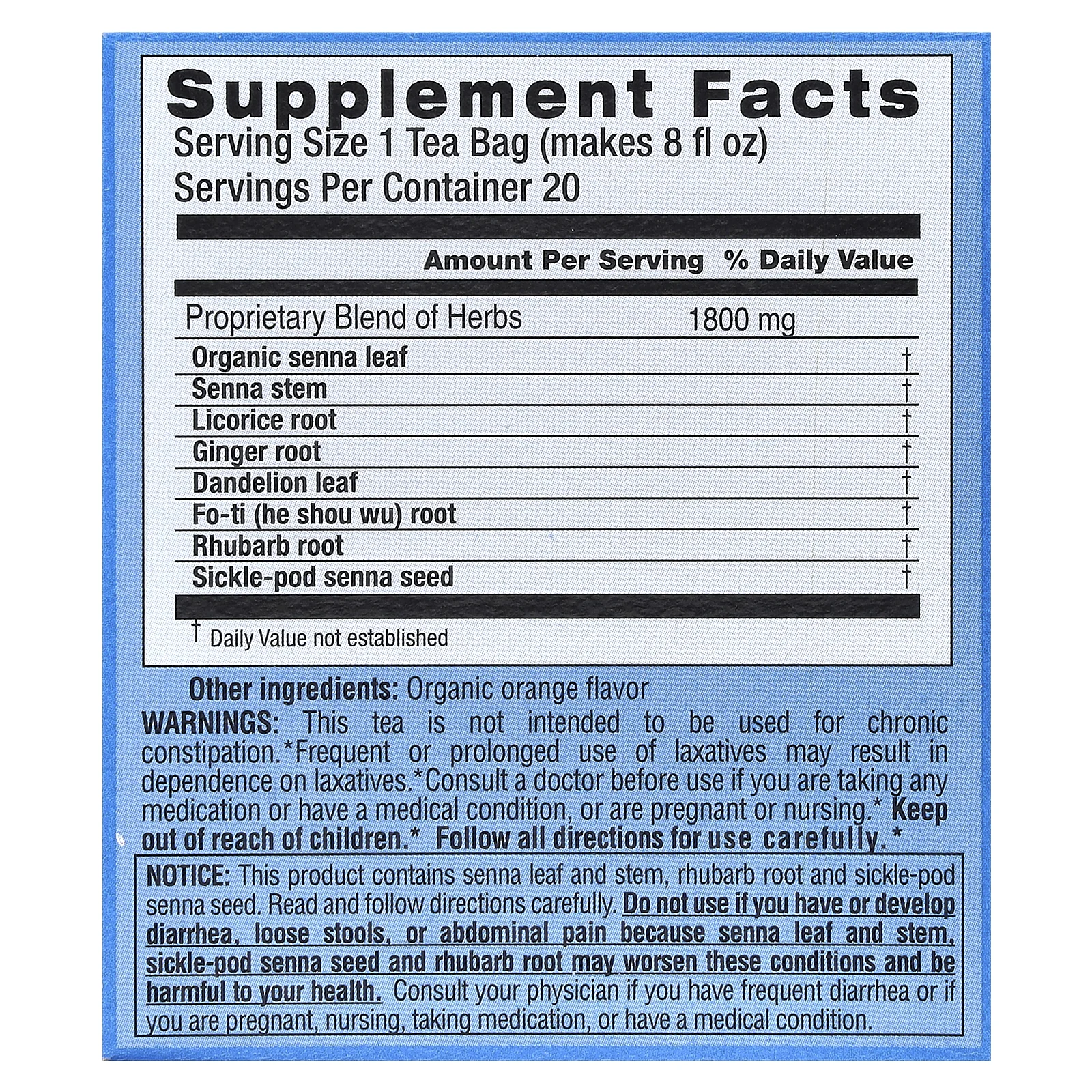 Triple Leaf Tea, слабительное на основе трав, 20 чайных пакетиков по 36 г (1,27 унции)