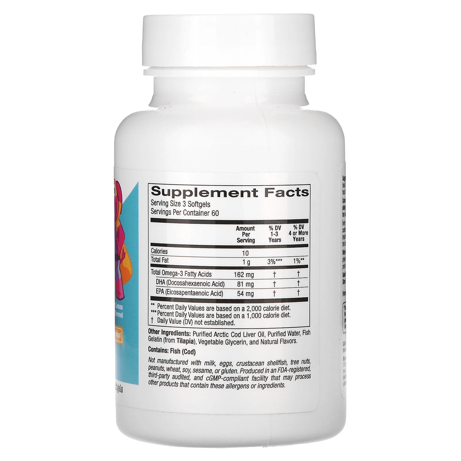 California Gold Nutrition, жевательная добавка с ДГК для детей, 100% дикая арктическая треска, со вкусом клубники и лимона, 180 капсул из рыбьего желатина