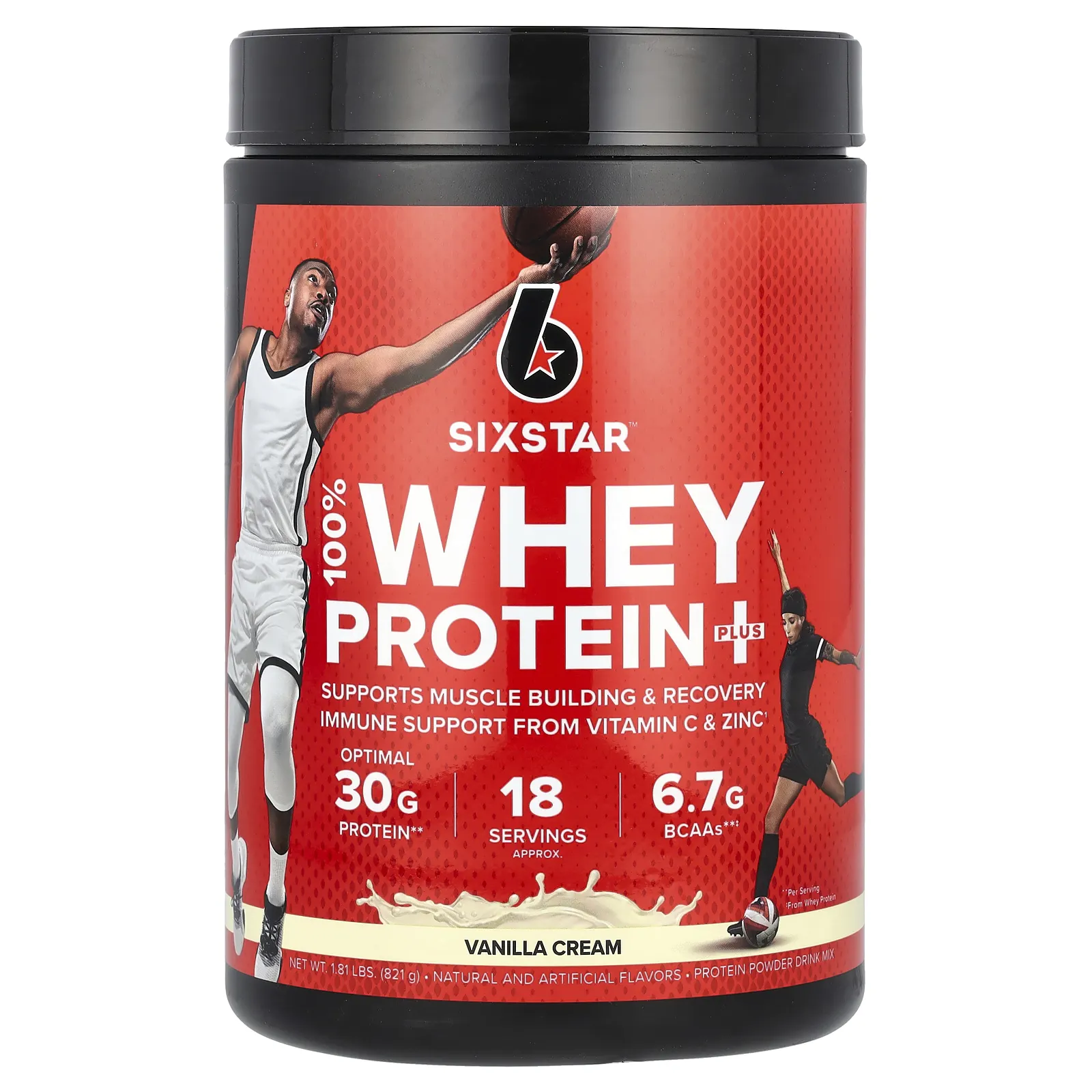 SIXSTAR, 100% Whey Protein Plus, сывороточный протеин, со вкусом ванильного крема, 821 г (1,81 фунта)