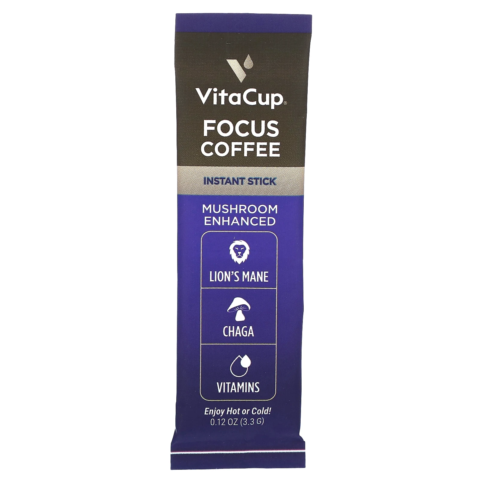 VitaCup, Focus растворимый кофе, для памяти и ясности ума, средней обжарки, 24 порционных стика по 3,3 г (0,12 унции)