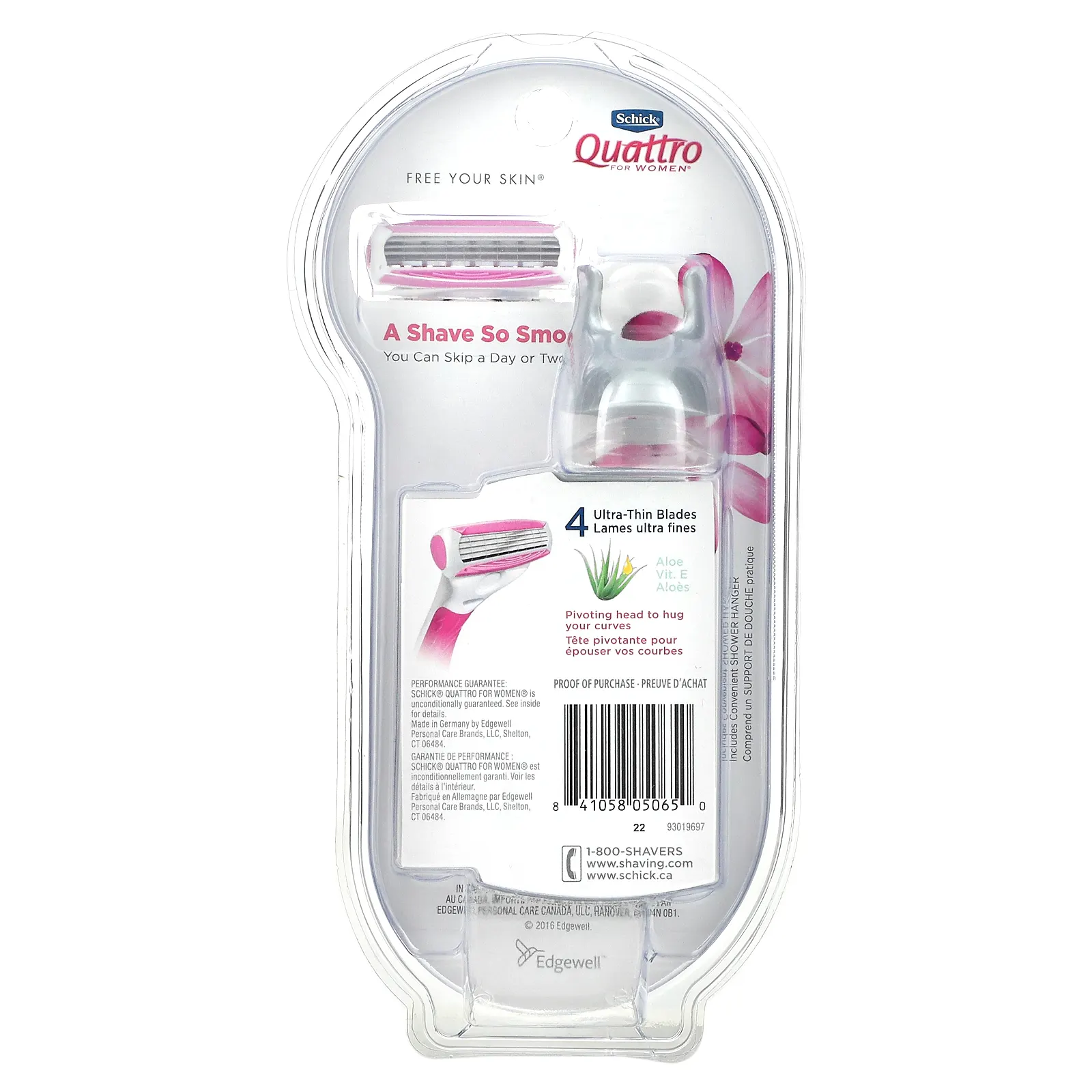 Schick, Quattro For Women, 1 бритва, 4 кассеты
