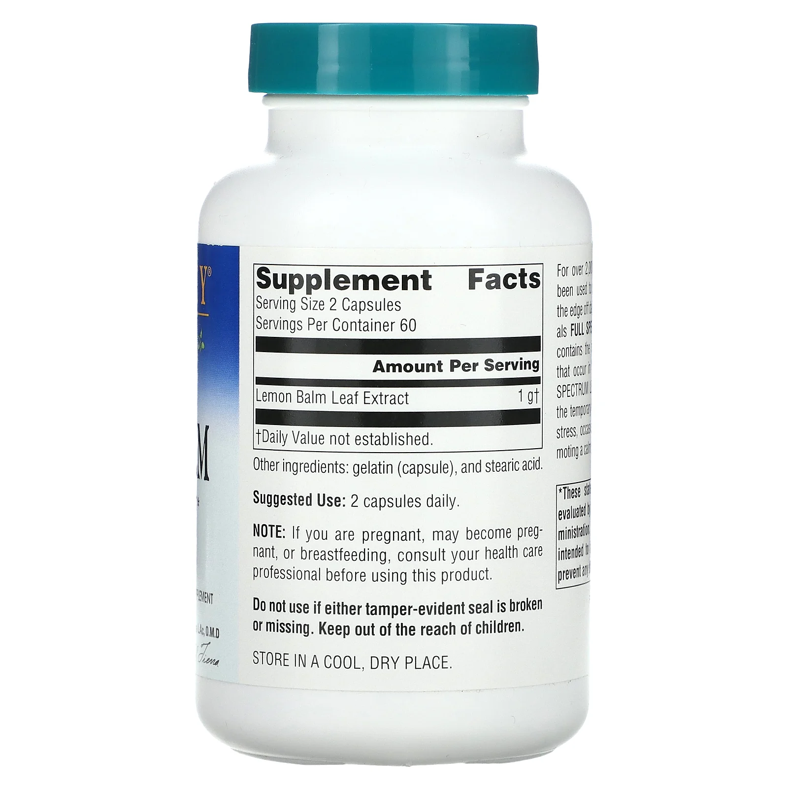 Planetary Herbals, полный спектр действия, мелисса лекарственная, 500 мг, 120 капсул (250 мг в 1 капсуле)