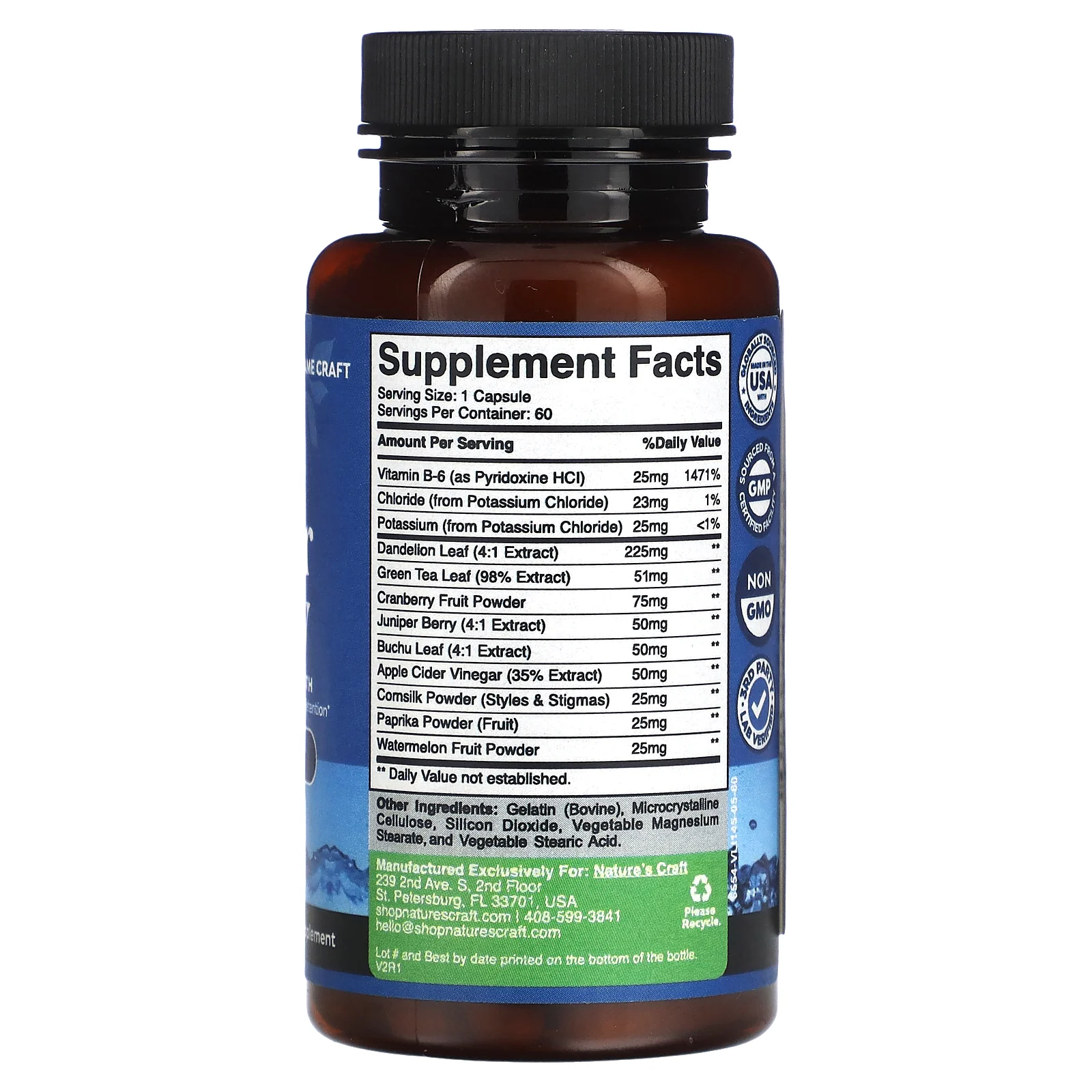 Nature's Craft, Water Away, максимальная эффективность, 60 капсул