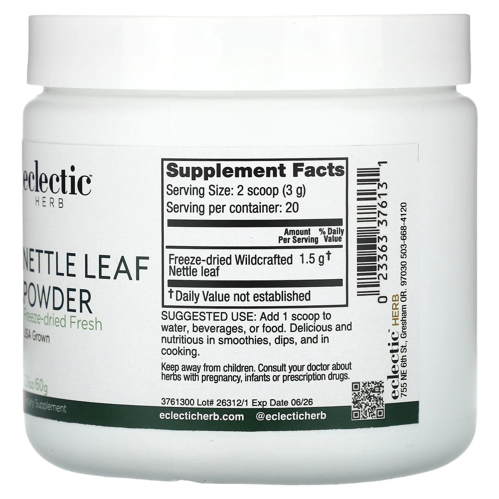 Eclectic Herb, листья крапивы в порошке, 60 г (2,1 унции)