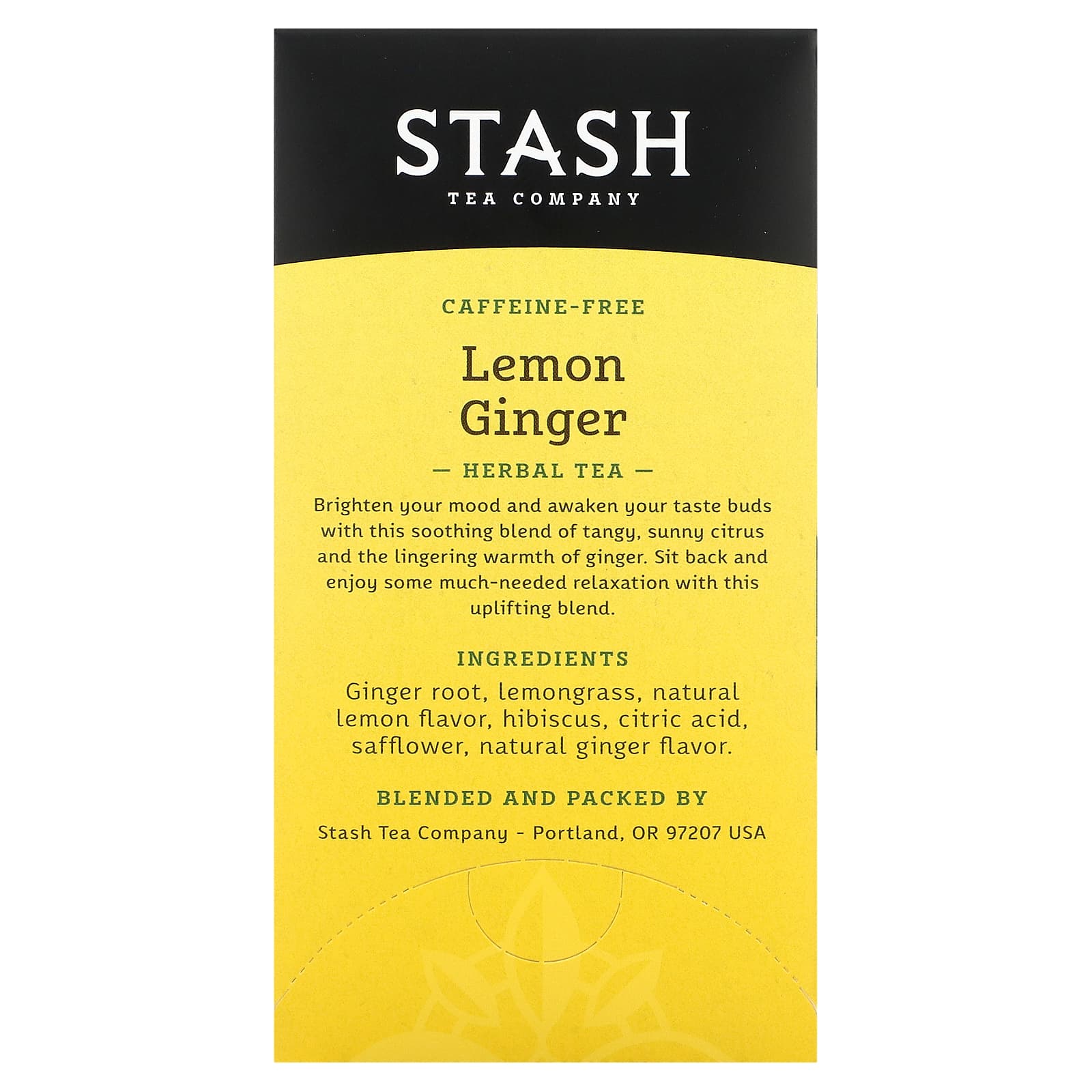 Stash Tea, травяной чай, лимон и имбирь, без кофеина, 20 чайных пакетиков, 34 г (1,1 унции)