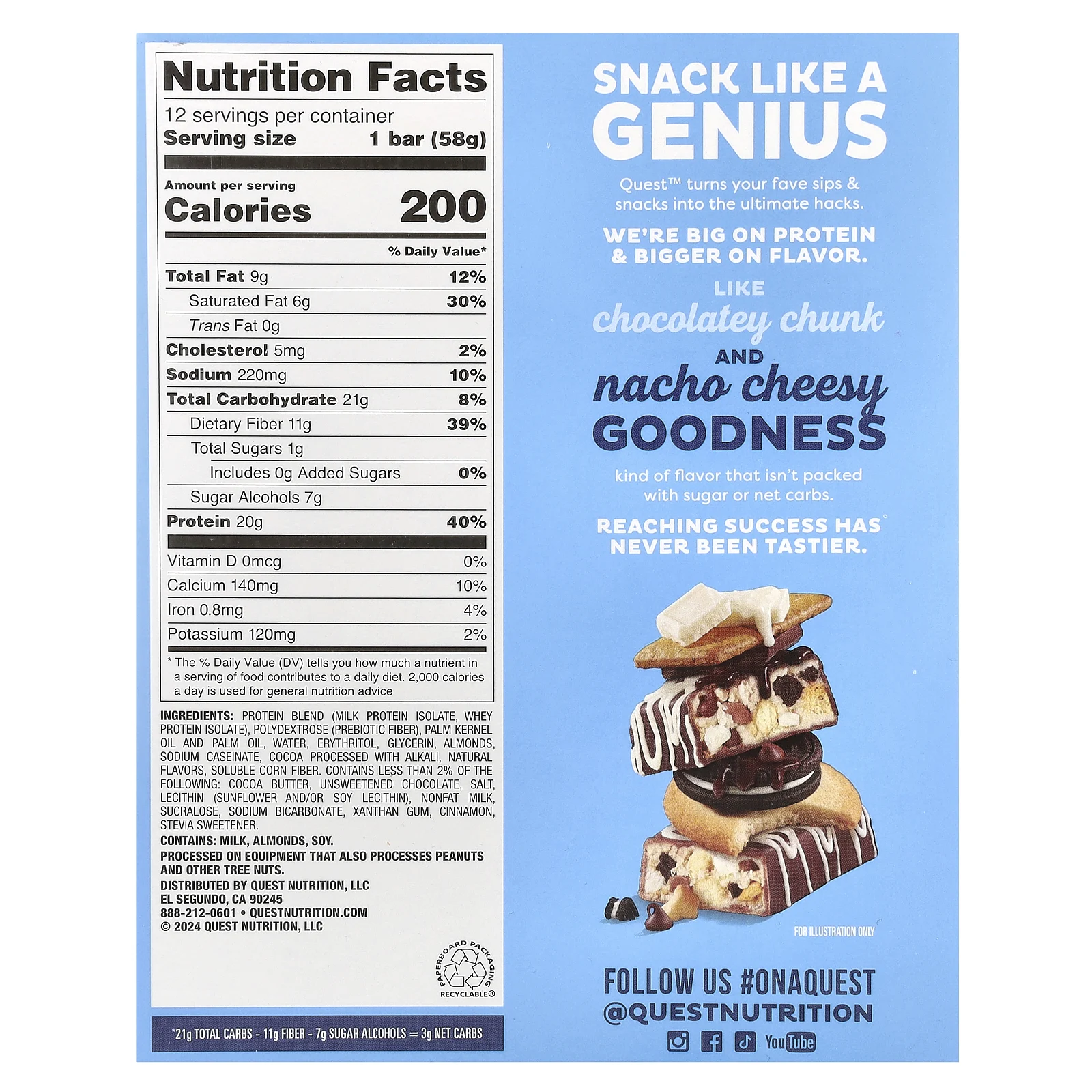 Quest Nutrition, Протеиновый батончик Overload, Cookie Commotion, 12 батончиков, 58 г (2,04 унции)