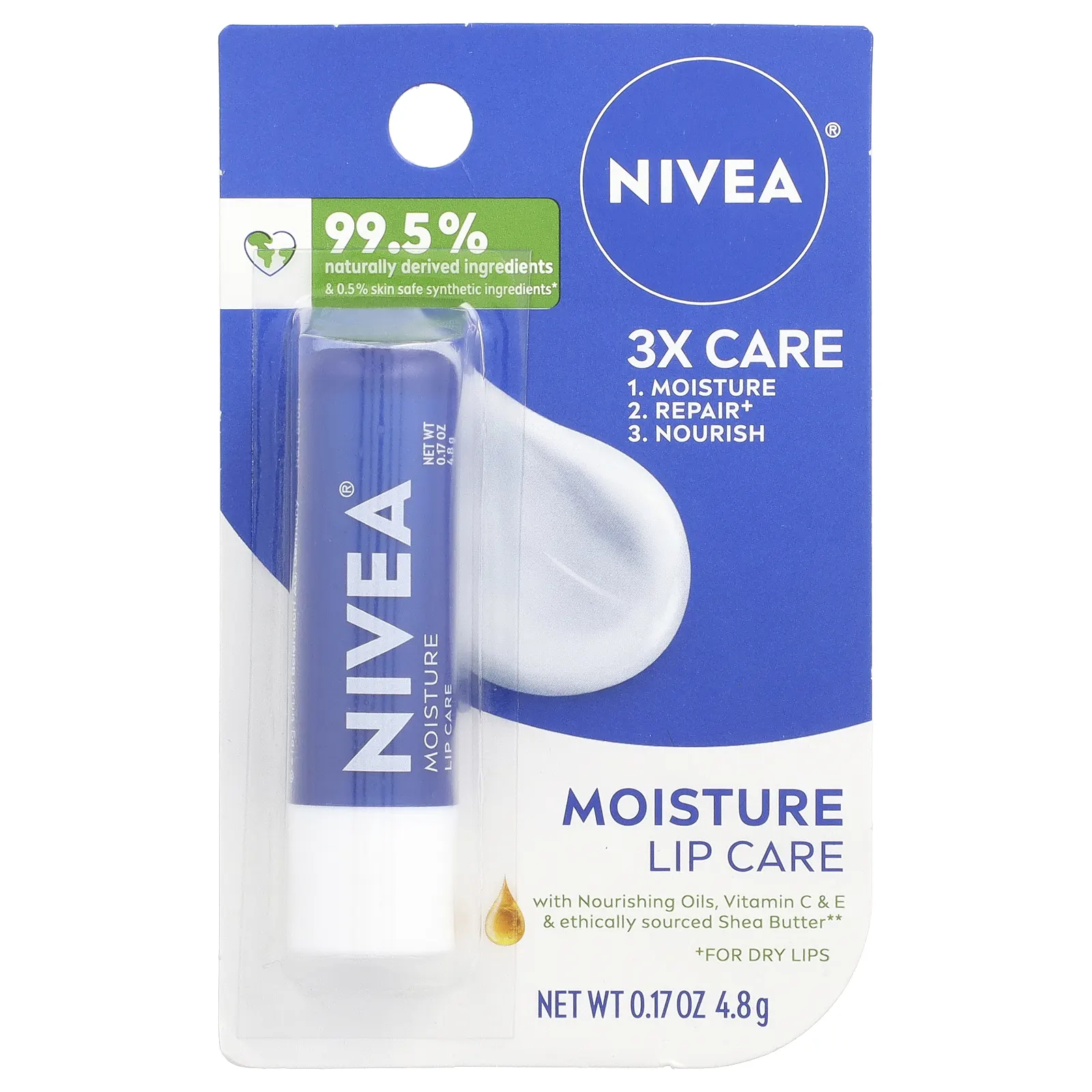 Nivea, Увлажняющее средство для губ, 4,8 г (0,17 унции)