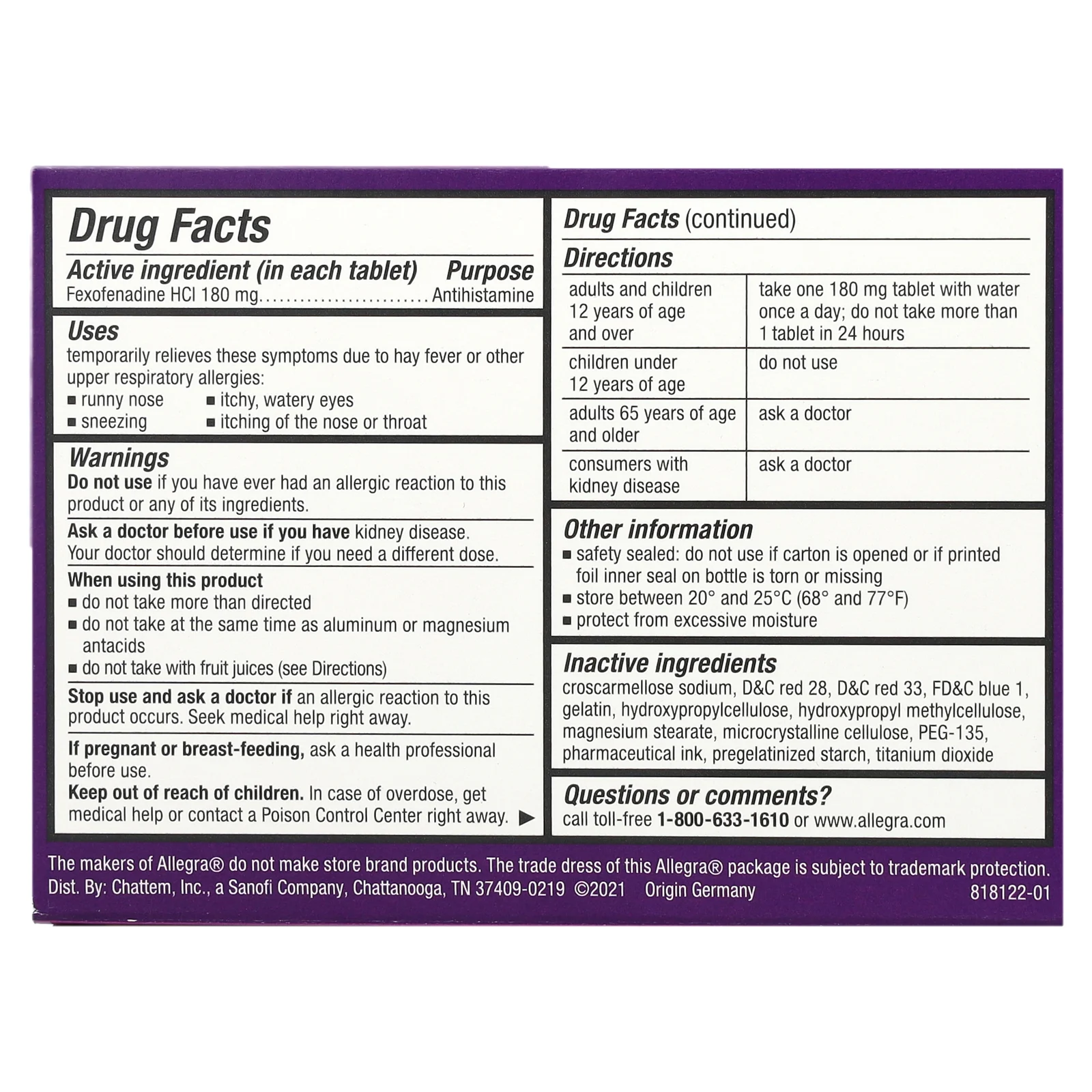 Allegra, Allergy 24H, 24 гелевые капсулы