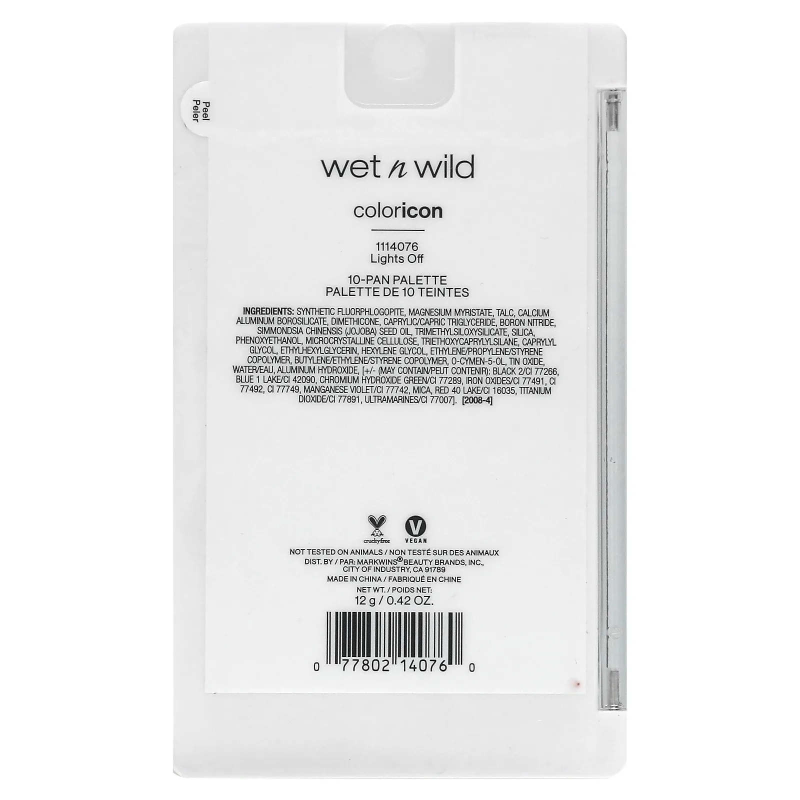 wet n wild, Color Icon, палитра теней из 10 оттенков, Light Off, 12 г (0,42 унции)