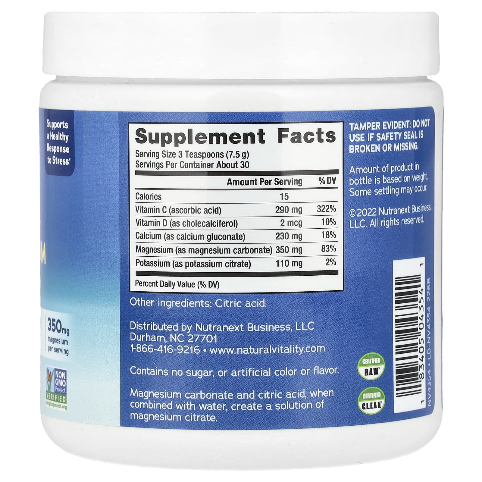 Natural Vitality, CALM Plus Calcium, антистрессовая смесь для напитков, оригинальная (без добавок), 226 г (8 унций)