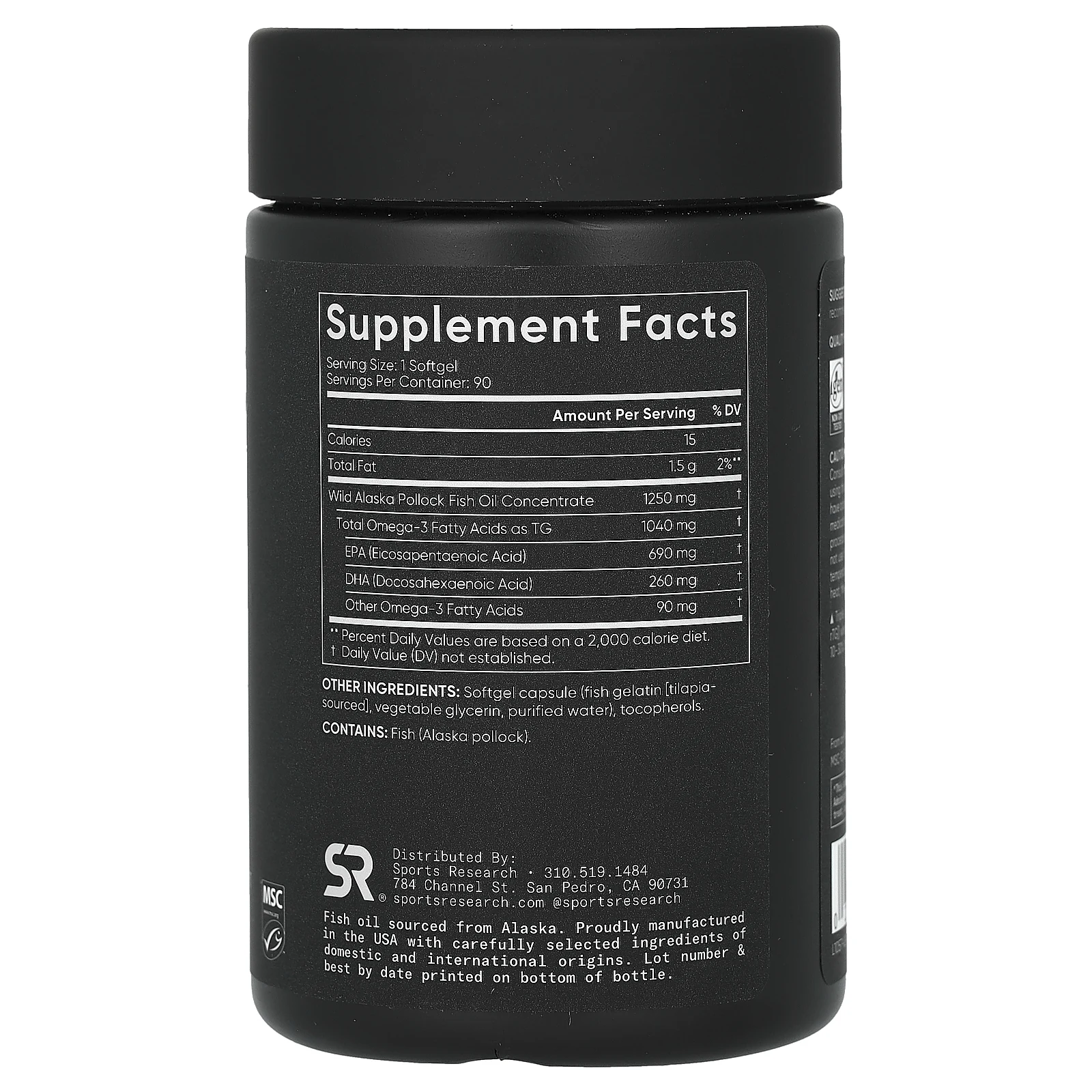 Sports Research, рыбий жир с омега-3, тройная сила, 90 капсул