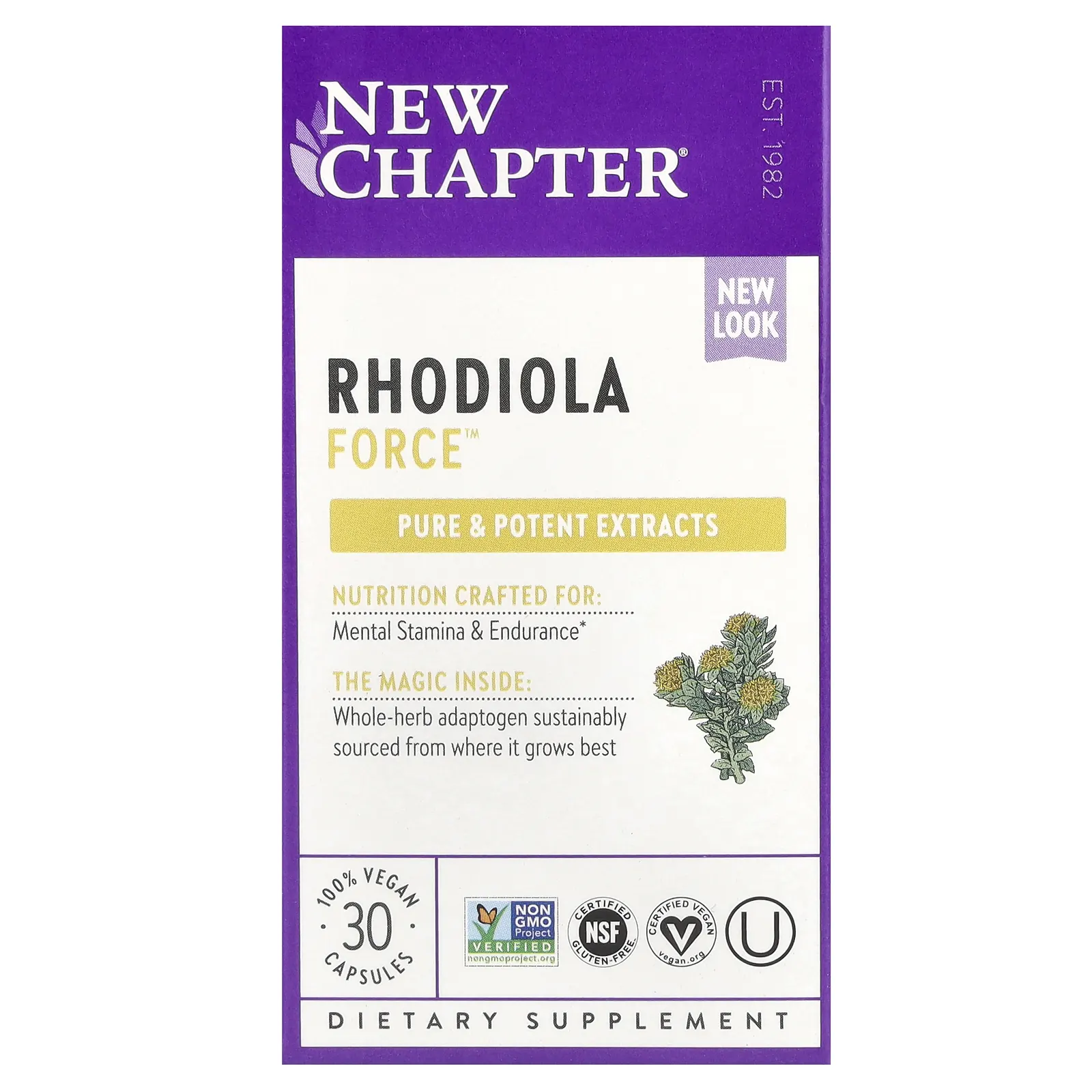 New Chapter, Rhodiola Force, родиола, 30 веганских капсул