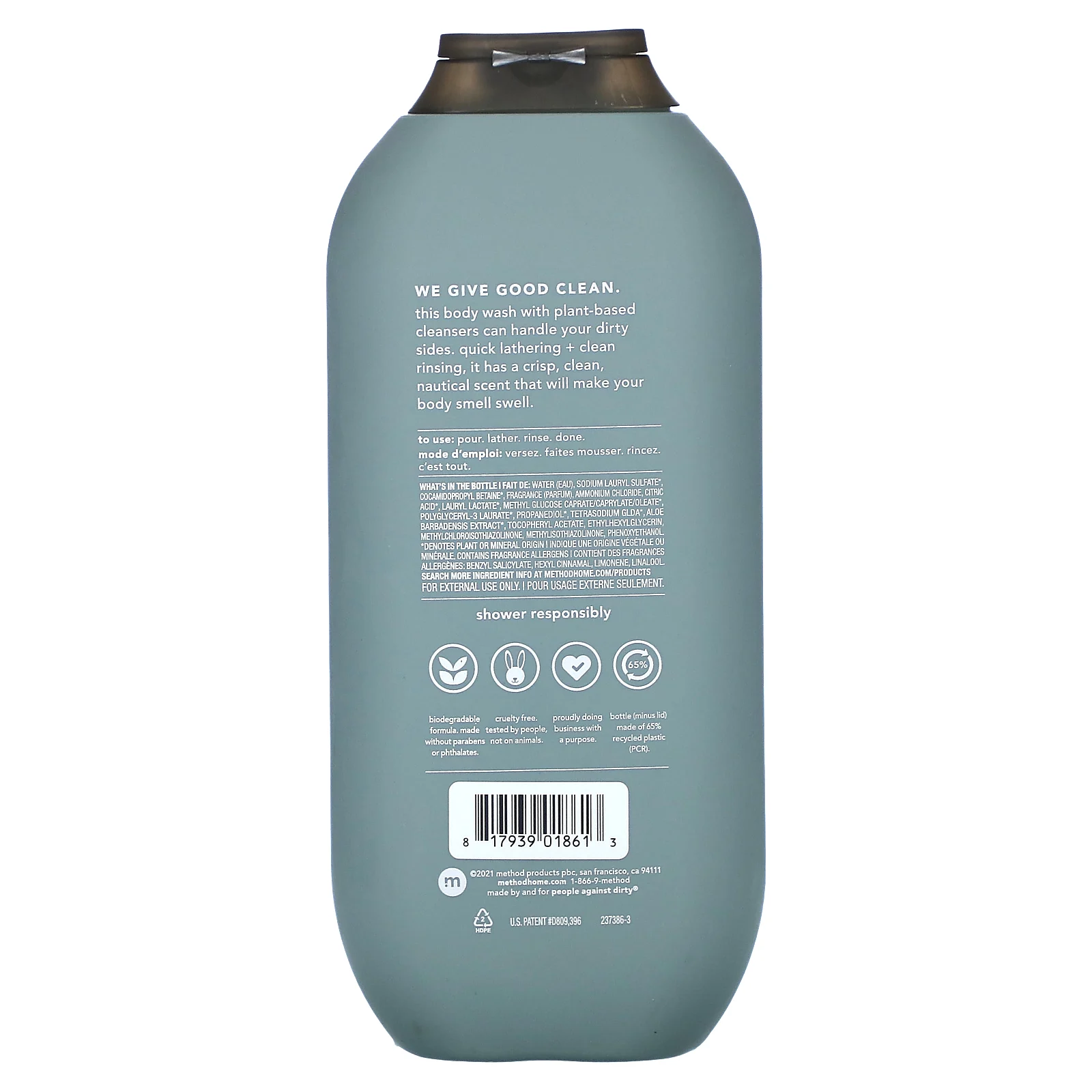 Method, Для мужчин, гель для душа, море и серфинг, 532 мл (18 жидк. Унций)