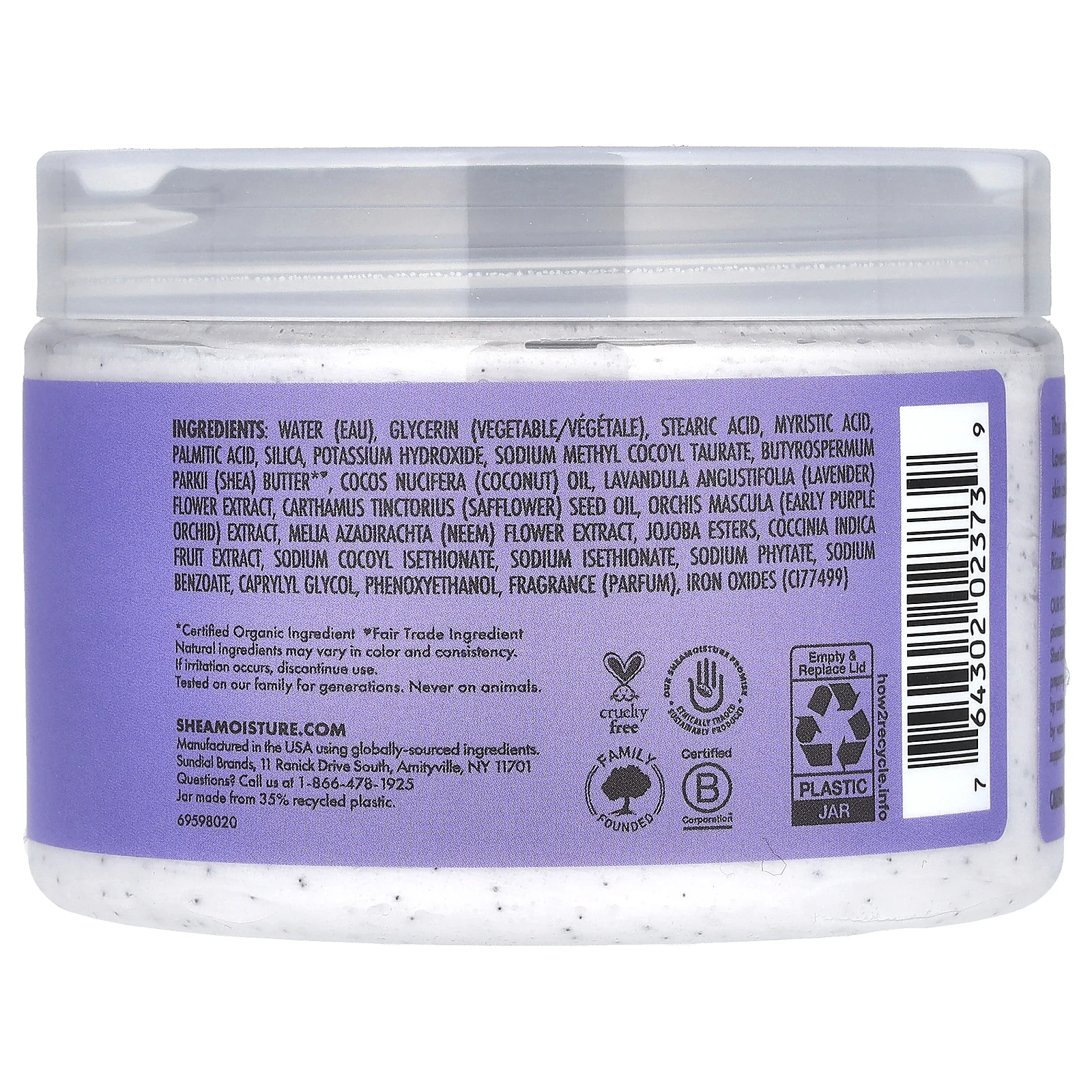 SheaMoisture, успокаивающий крем-скраб для тела, лаванда, 320 г (11,3 унции)