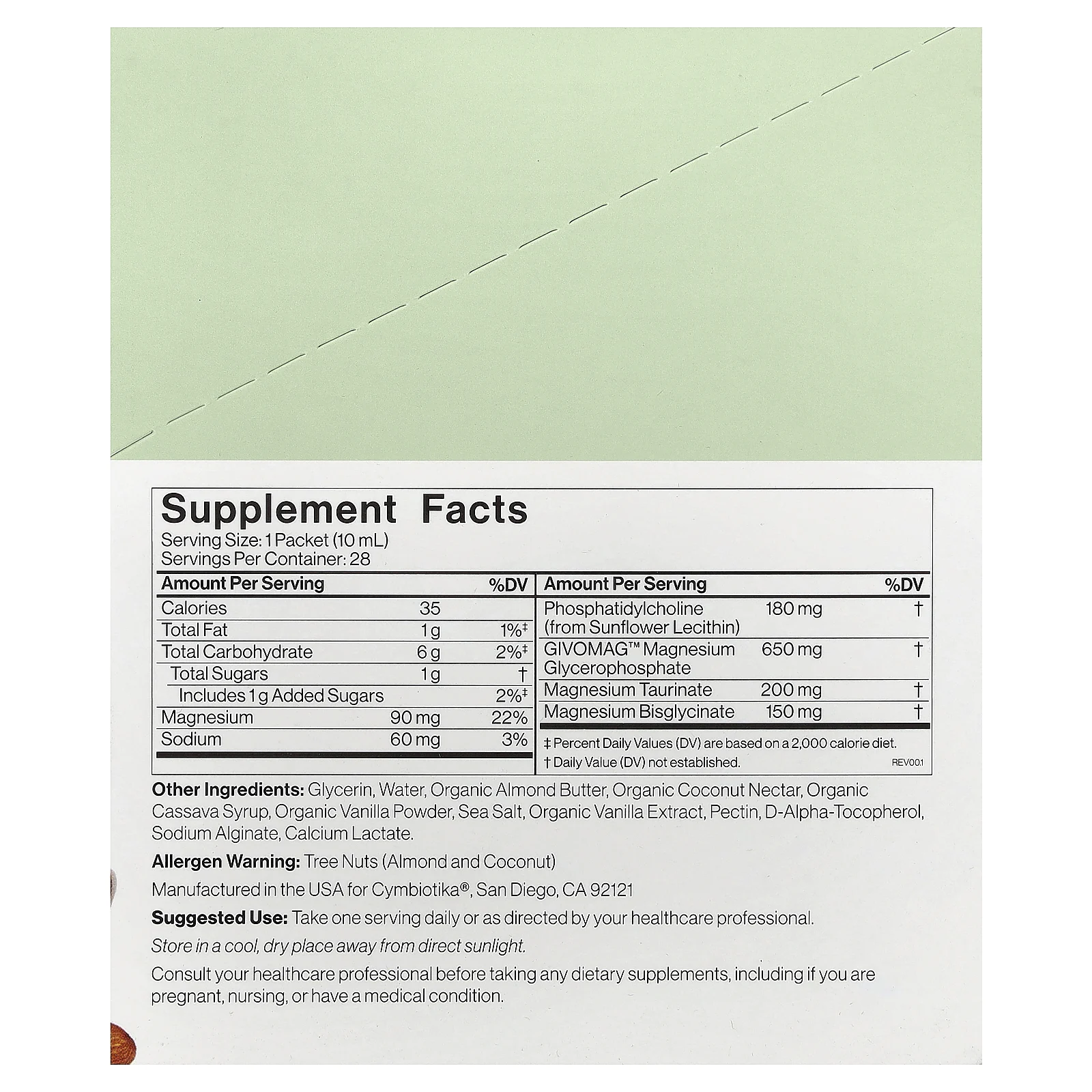 Cymbiotika, липосомальный комплекс магния, ваниль и миндаль, 28 пакетиков в жидкой форме по 10 мл (0,3 жидк. унции)