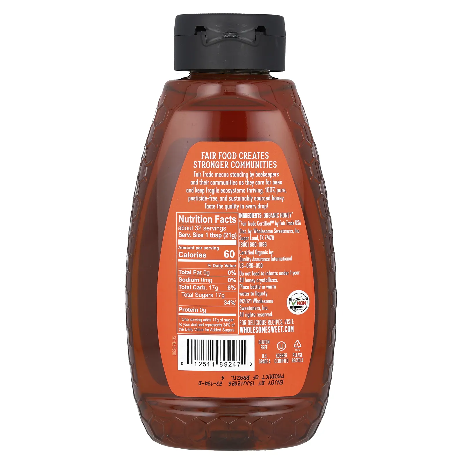 Wholesome Sweeteners, органический мед со знаком справедливой торговли, 680 г (24 унции)