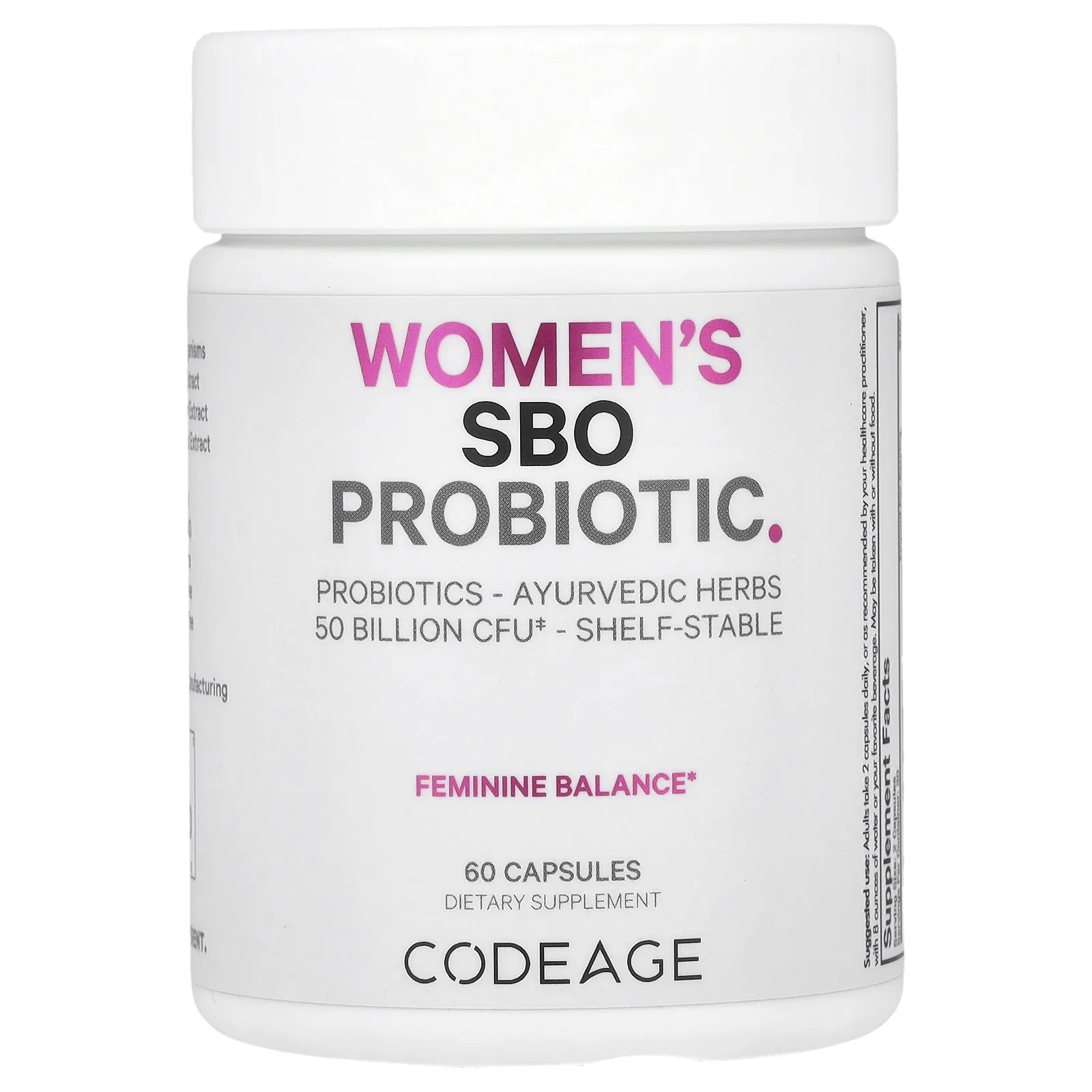 Codeage, пробиотик SBO для женщин, 50 млрд КОЕ, 60 капсул