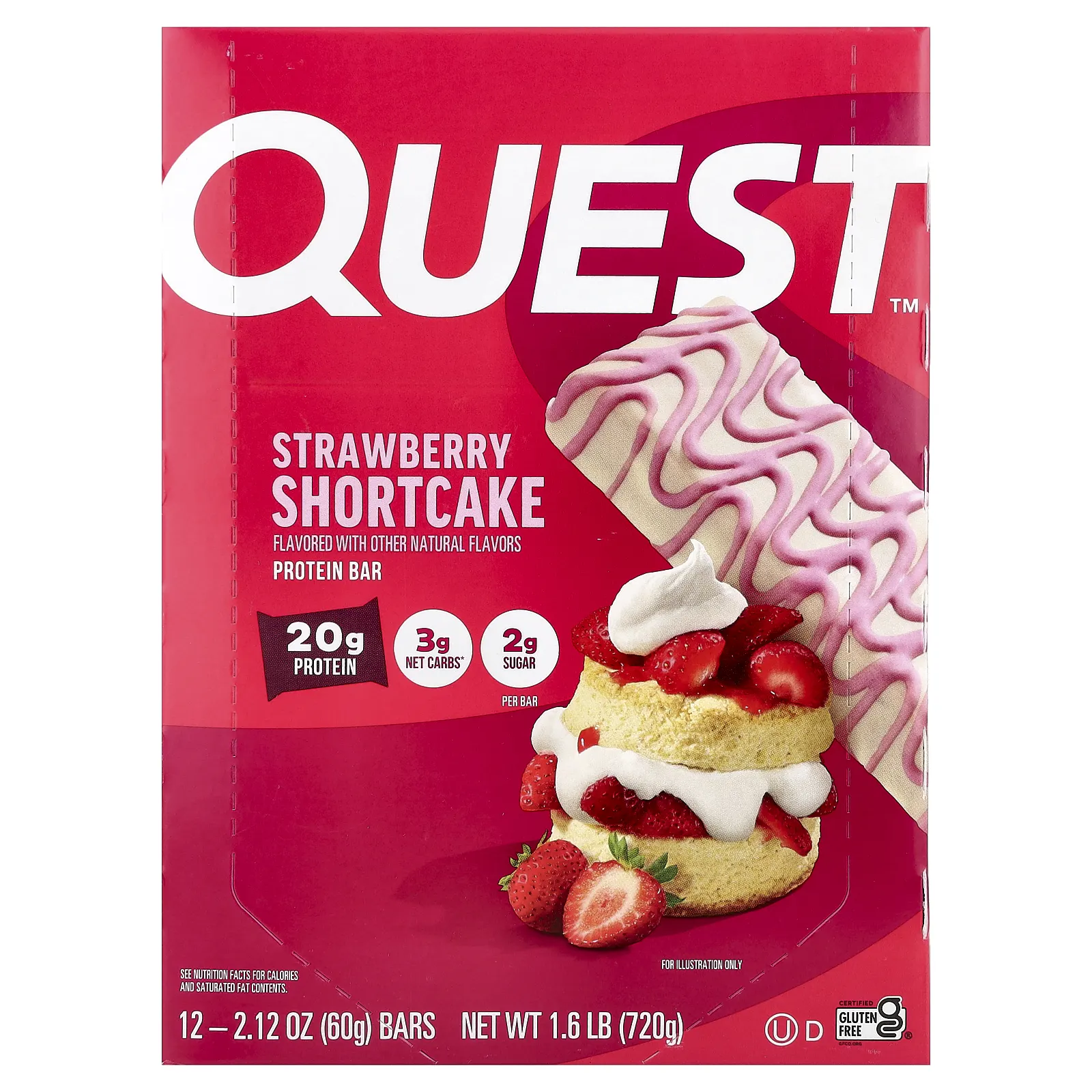 Quest Nutrition, протеиновый батончик, клубничное песочное печенье, 12 батончиков по 60 г (2,12 унции)