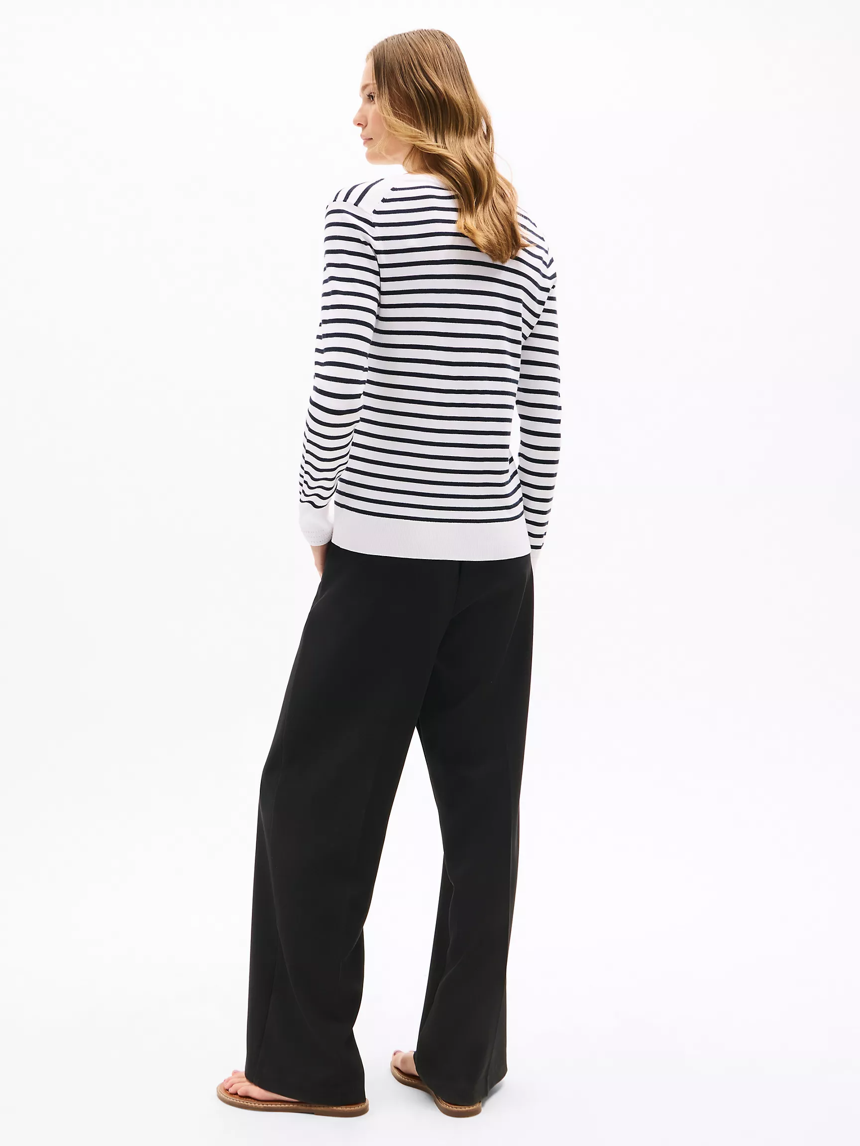 Женский свитер Tommy Hilfiger, Полосатый свитер с V-образным вырезом