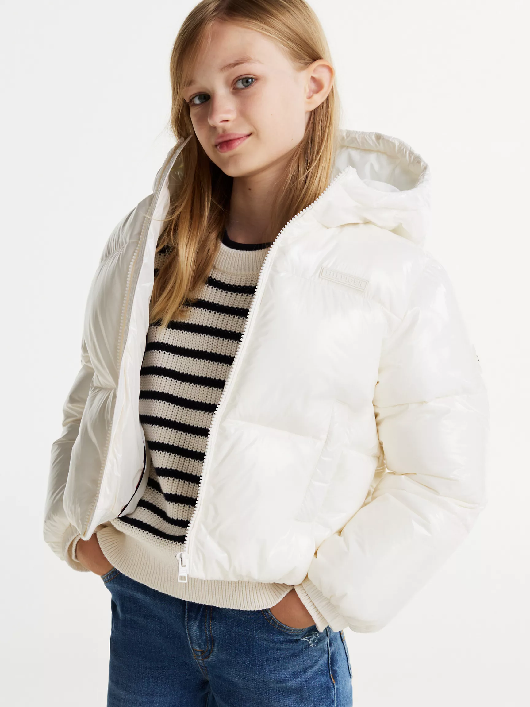 Куртка для девочки Tommy Hilfiger, Детский блестящий пуховик