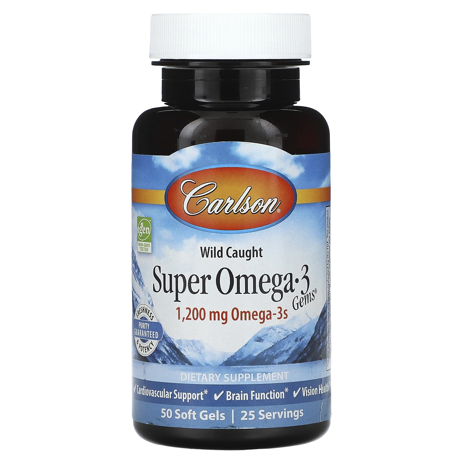 Carlson, Super Omega-3 Gems, высокоэффективные омега-3 кислоты из рыбы дикого улова, 1200 мг, 50 капсул (600 мг в 1 капсуле)