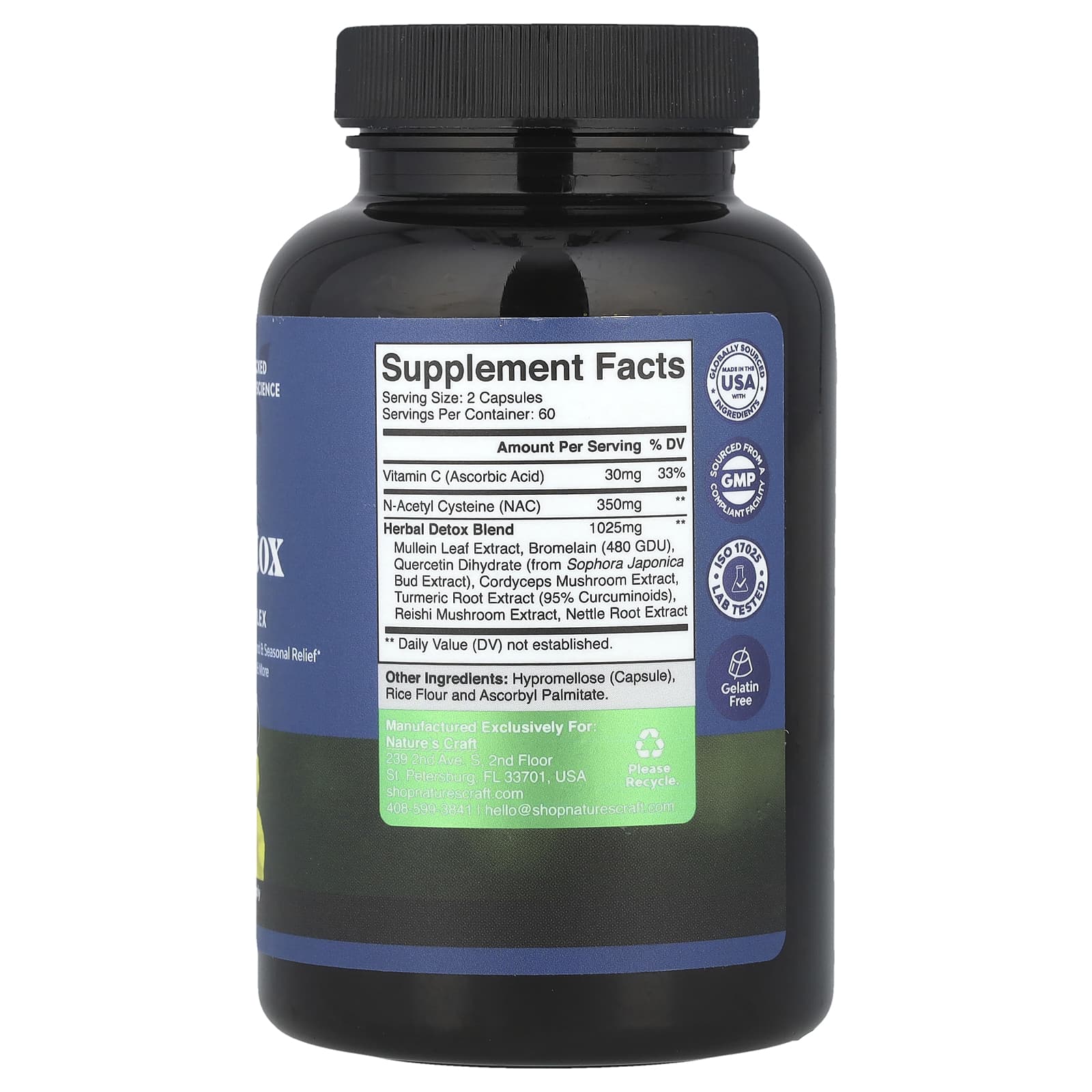 Nature's Craft, Детокс для легких, 120 капсул