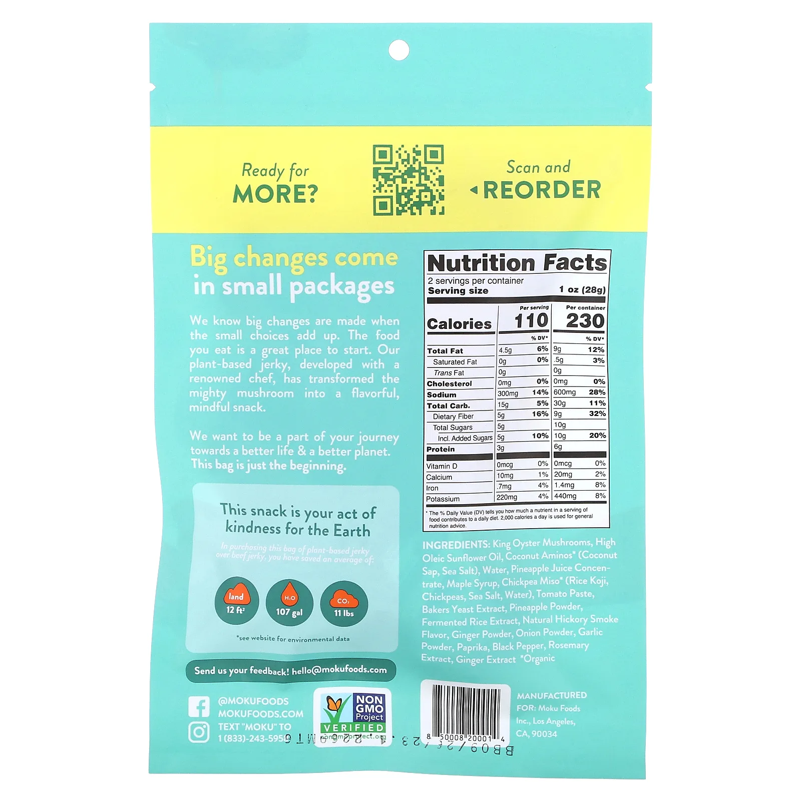 Moku, Растительное вяленое мясо, гавайские терияки, 56 г (2 унции)