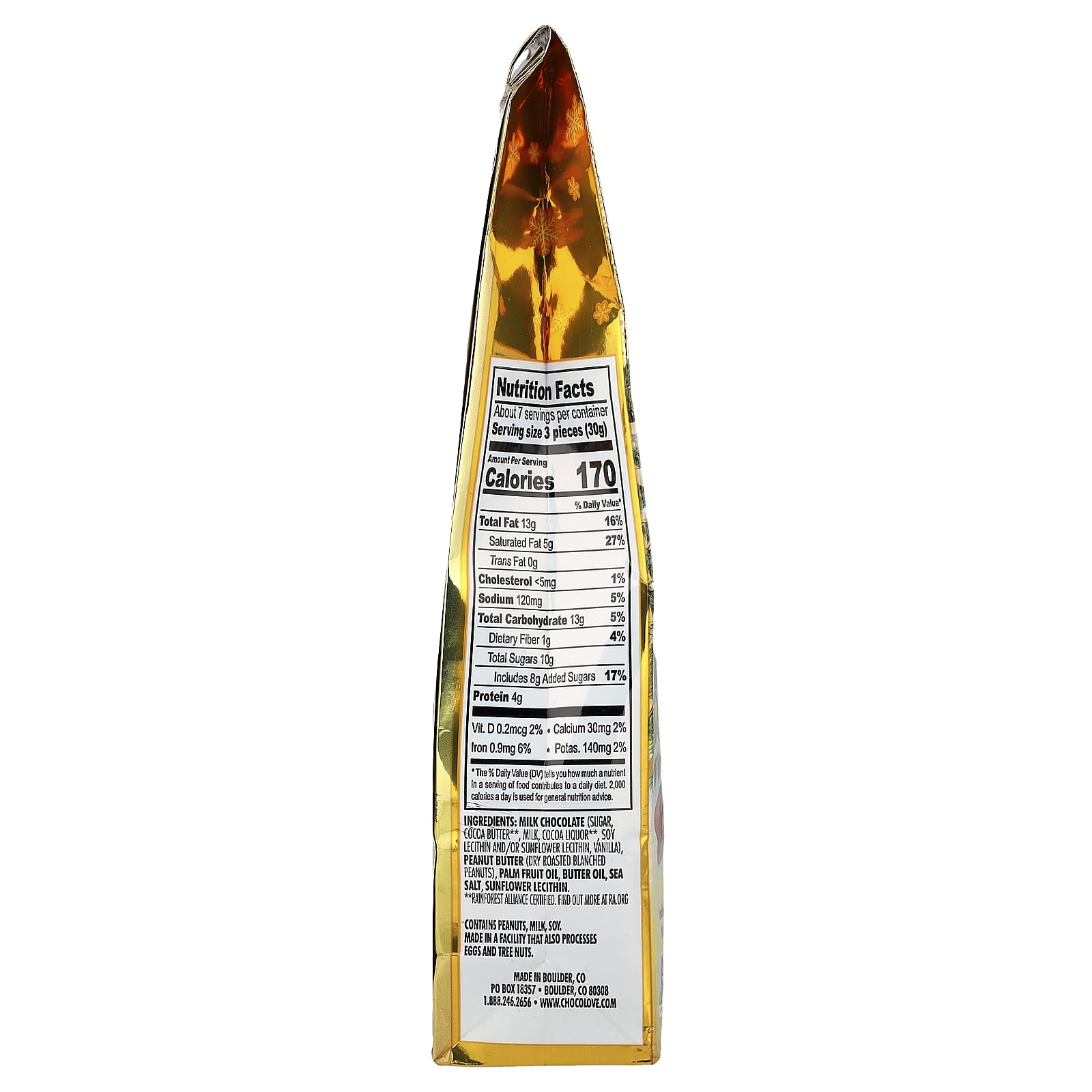 Chocolove, молочный шоколад с деревьями и арахисовой пастой, 200 г (7,05 унции)