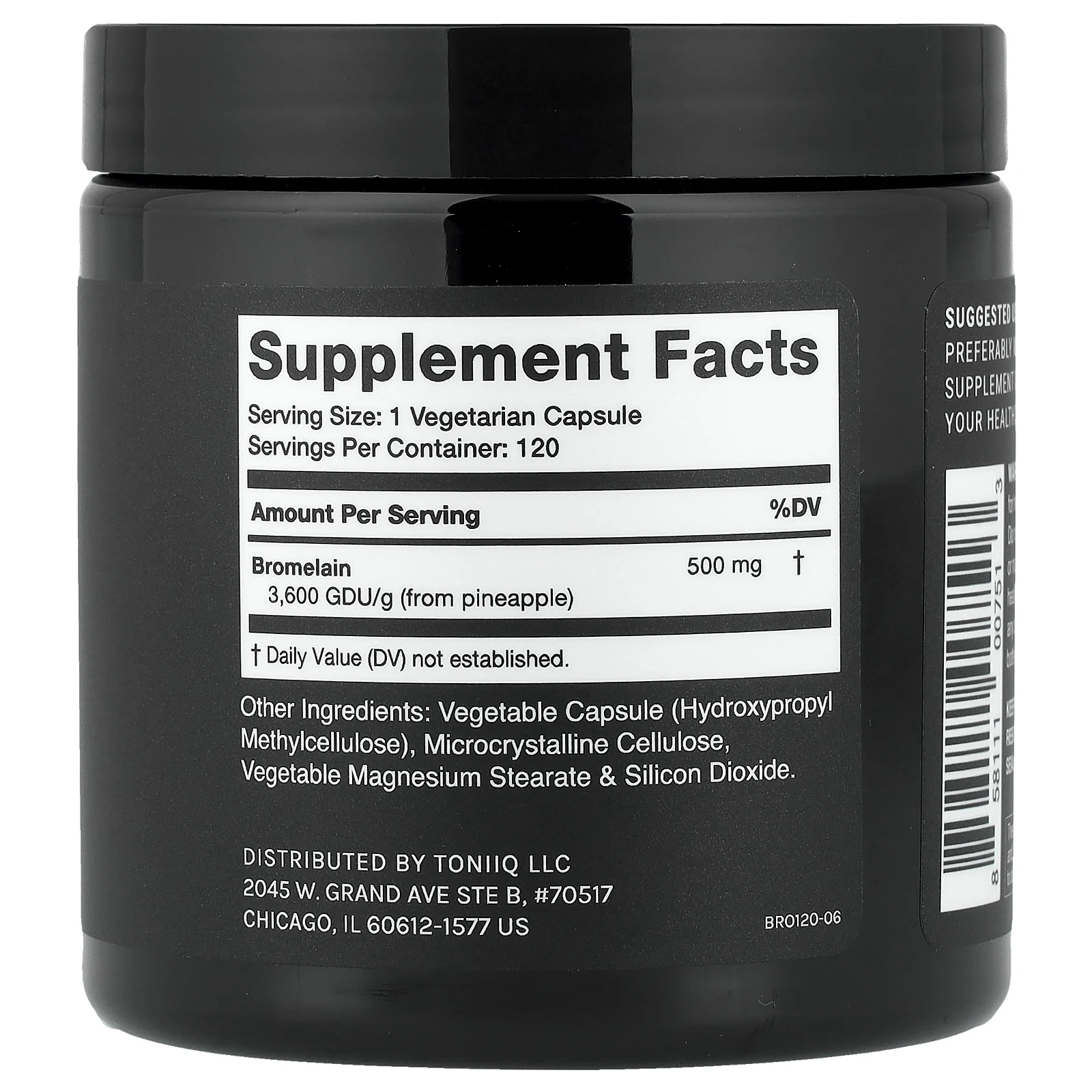 Toniiq, бромелаин, 120 капсул (500 мг в 1 капсуле)