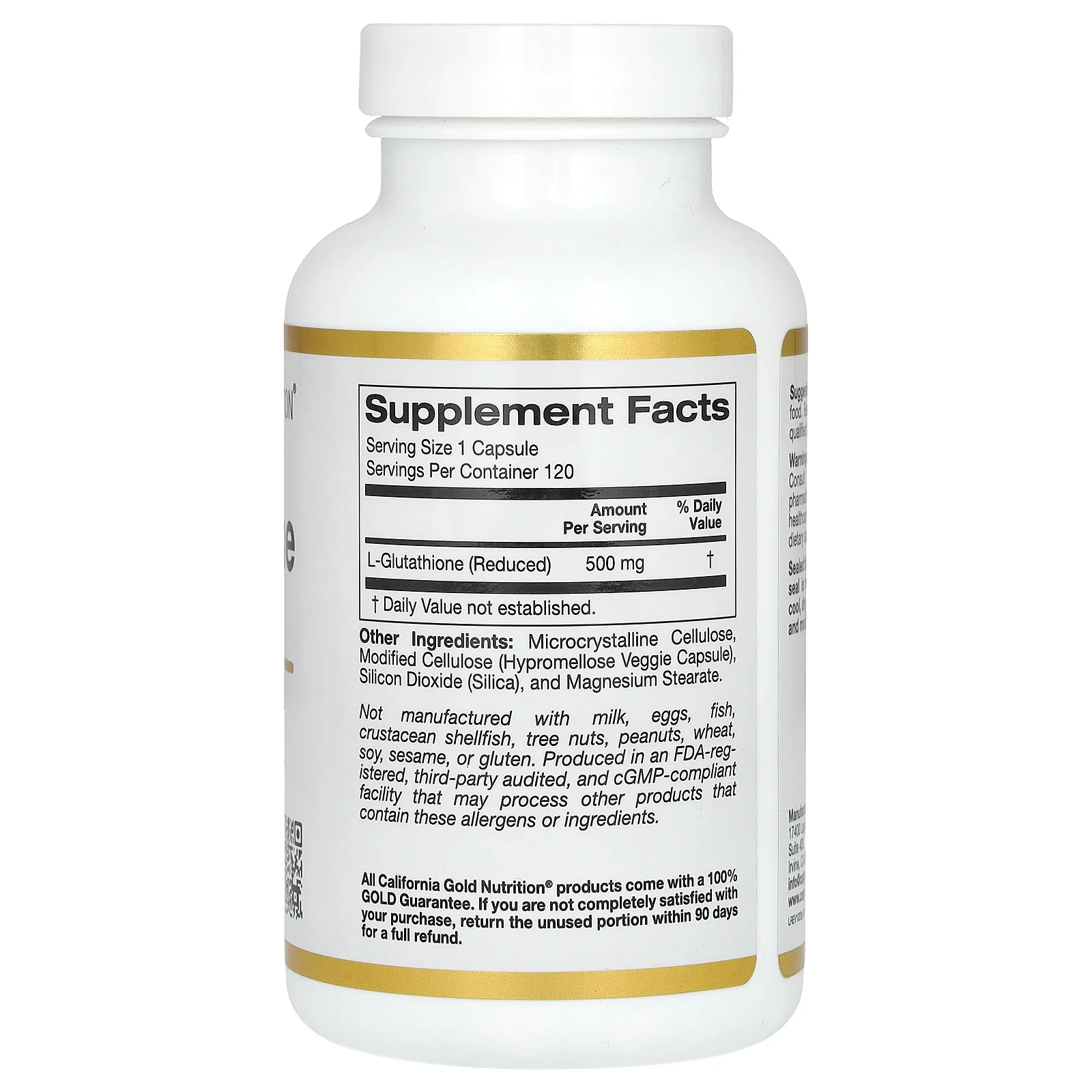 California Gold Nutrition, L-глутатион (восстановленный), 500 мг, 120 растительных капсул