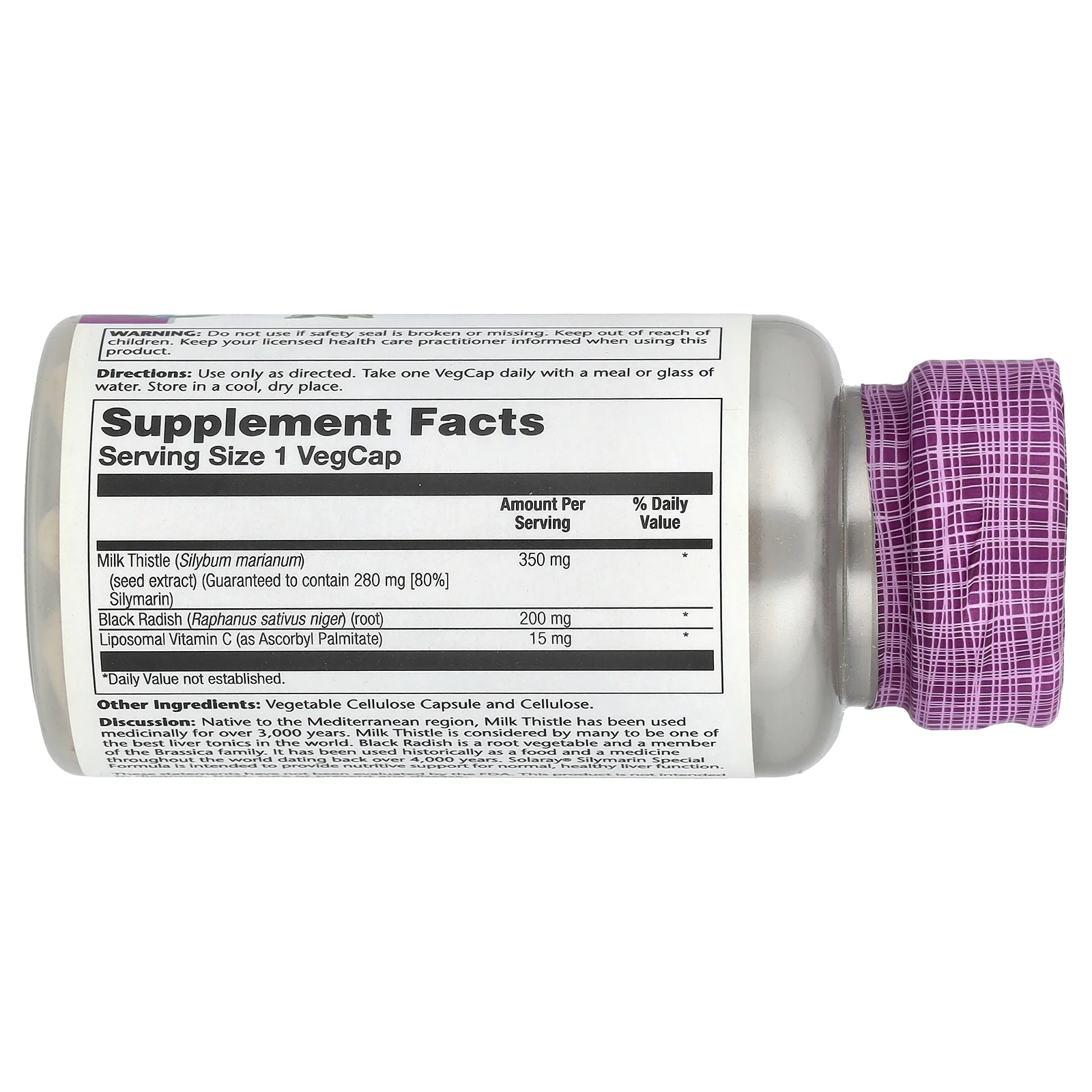 Solaray, Улучшенная формула для поддержки печени с силимарином, 60 растительных капсул